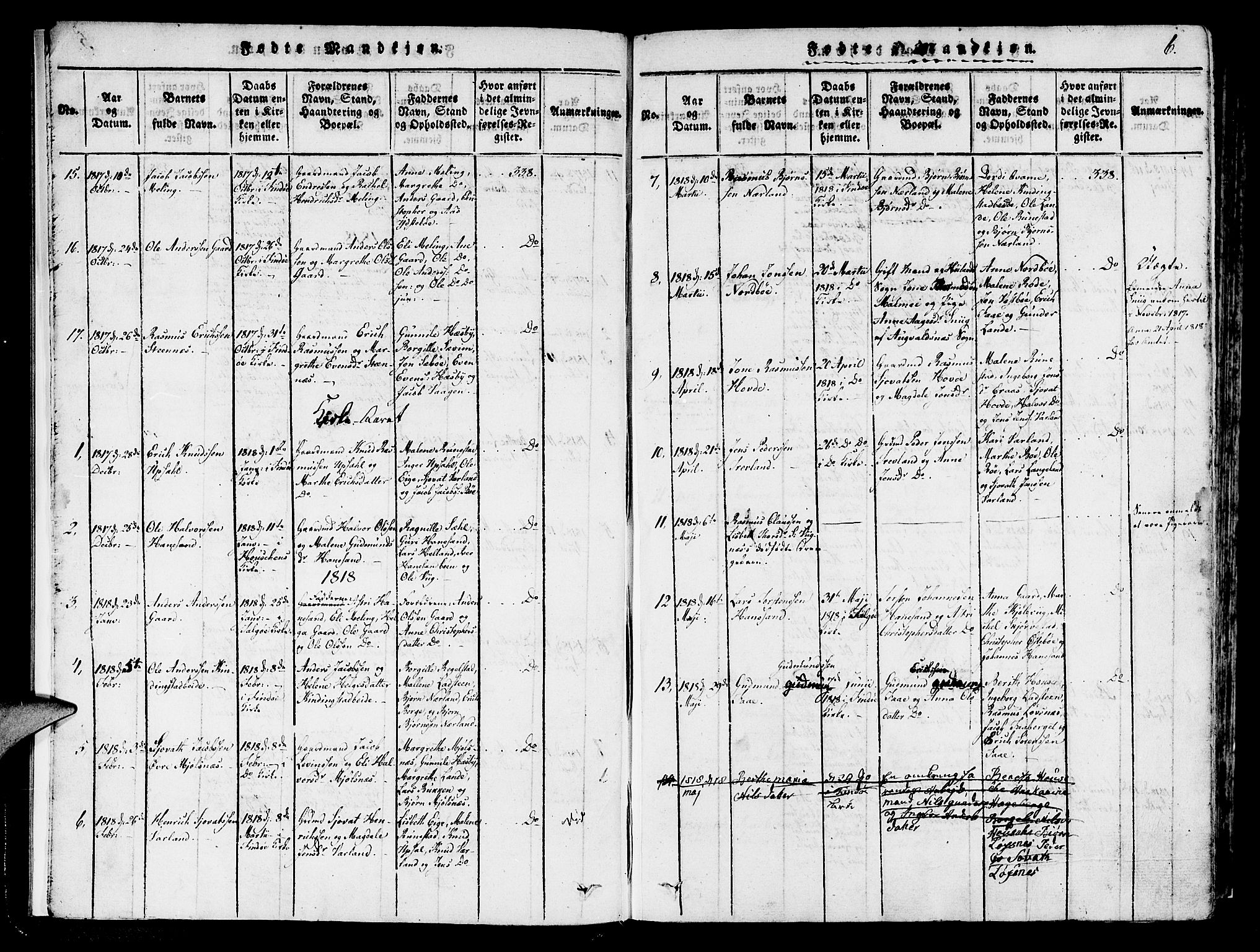 Finnøy sokneprestkontor, AV/SAST-A-101825/H/Ha/Haa/L0006: Parish register (official) no. A 6, 1816-1846, p. 6