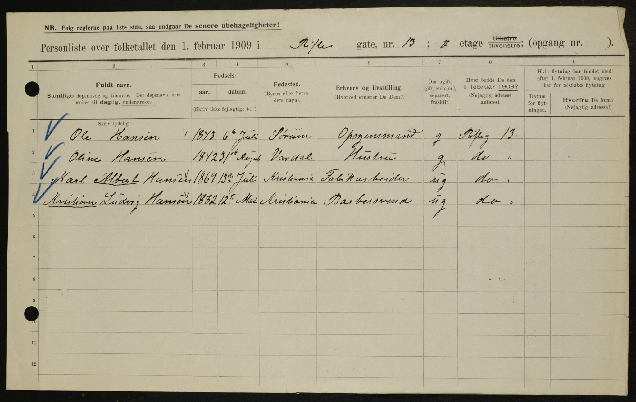 OBA, Municipal Census 1909 for Kristiania, 1909, p. 75402