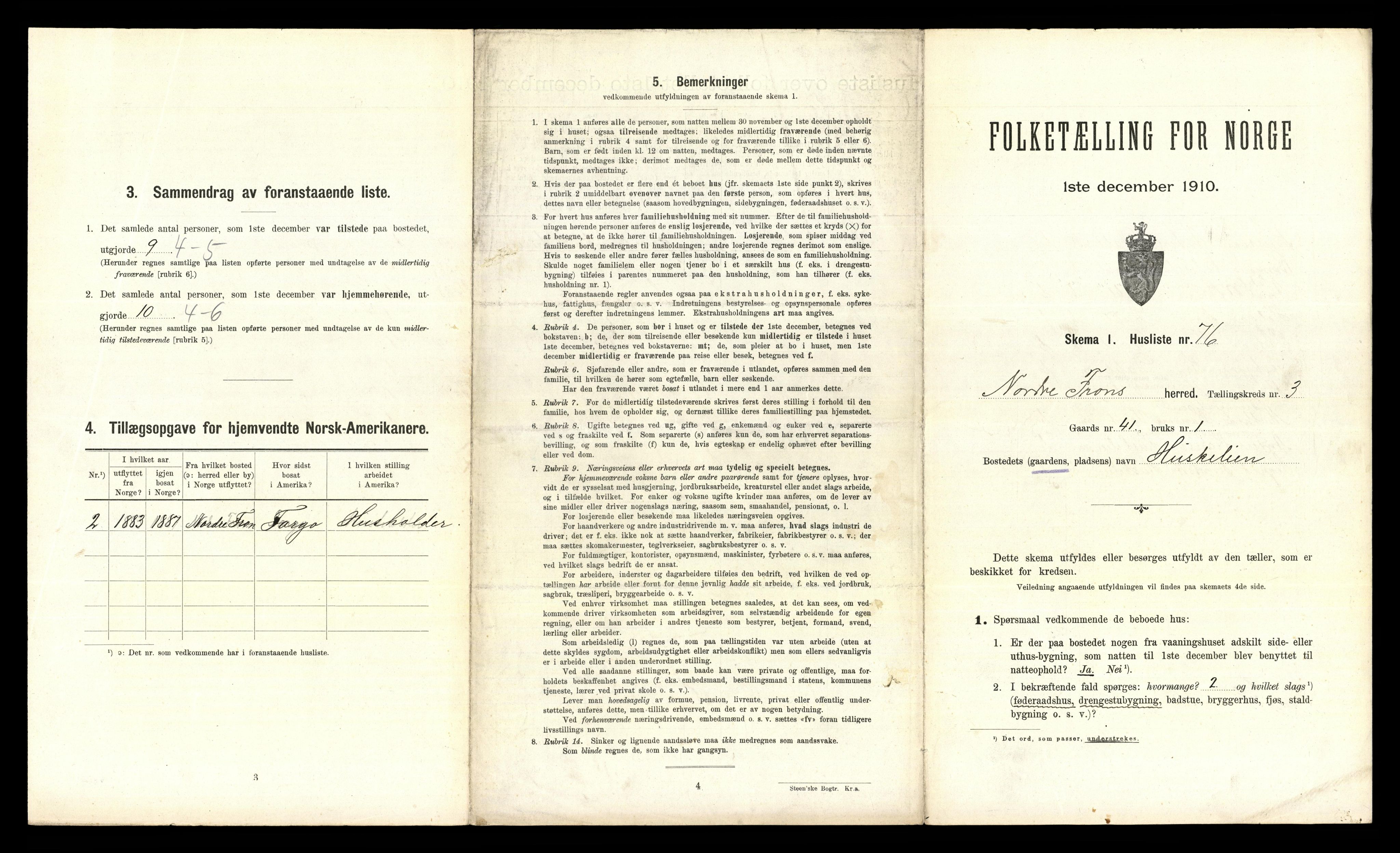 RA, 1910 census for Nord-Fron, 1910, p. 396