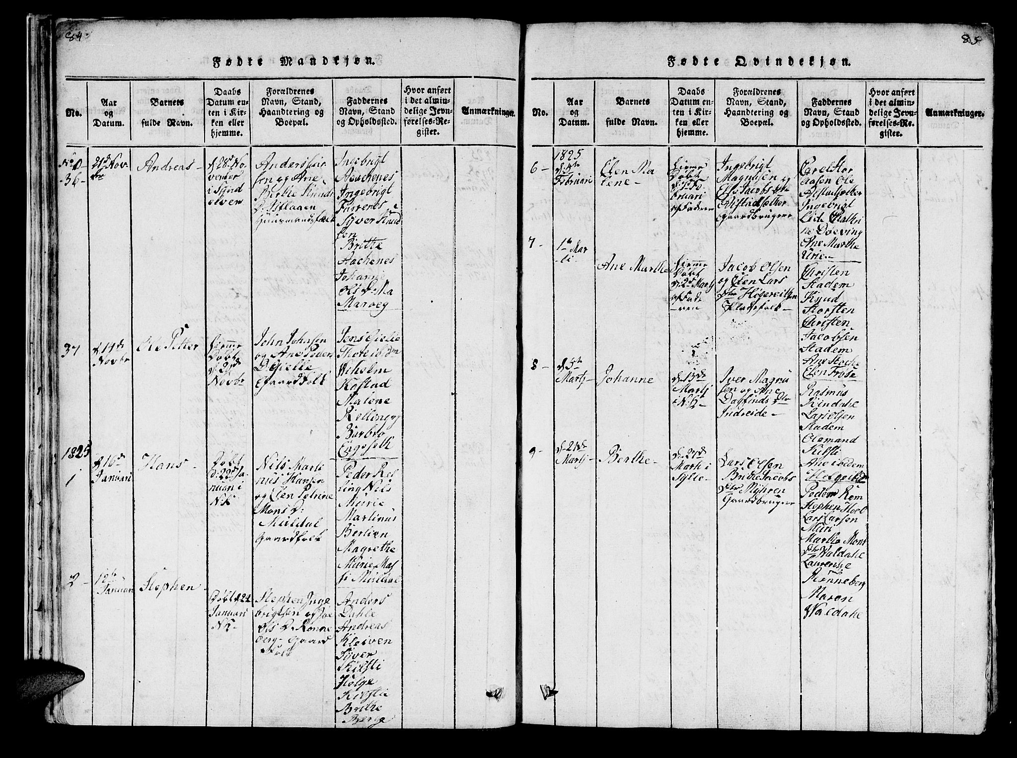 Ministerialprotokoller, klokkerbøker og fødselsregistre - Møre og Romsdal, SAT/A-1454/519/L0246: Parish register (official) no. 519A05, 1817-1834, p. 84-85