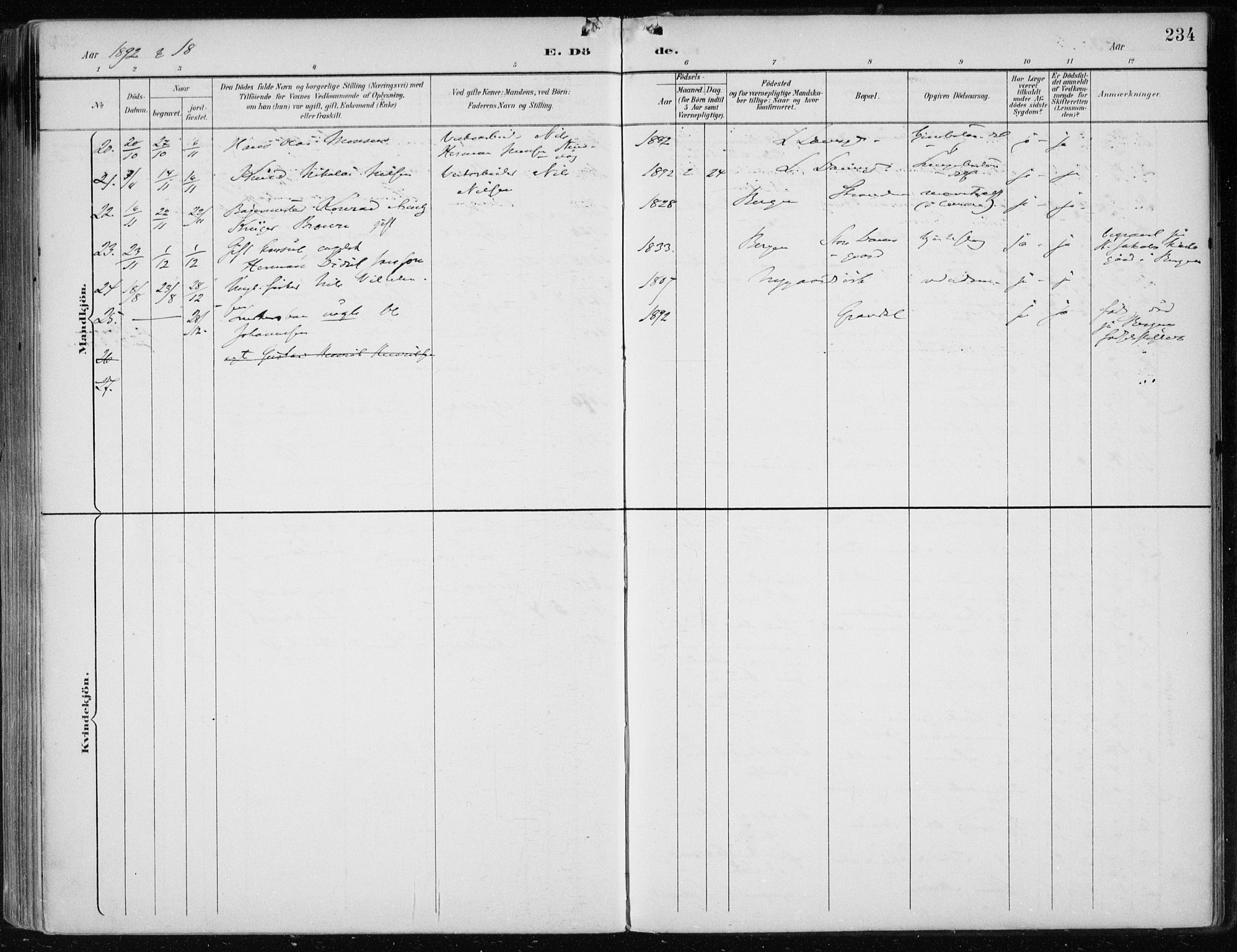 Askøy Sokneprestembete, AV/SAB-A-74101/H/Ha/Haa/Haae/L0003: Parish register (official) no. E 3, 1891-1903, p. 234