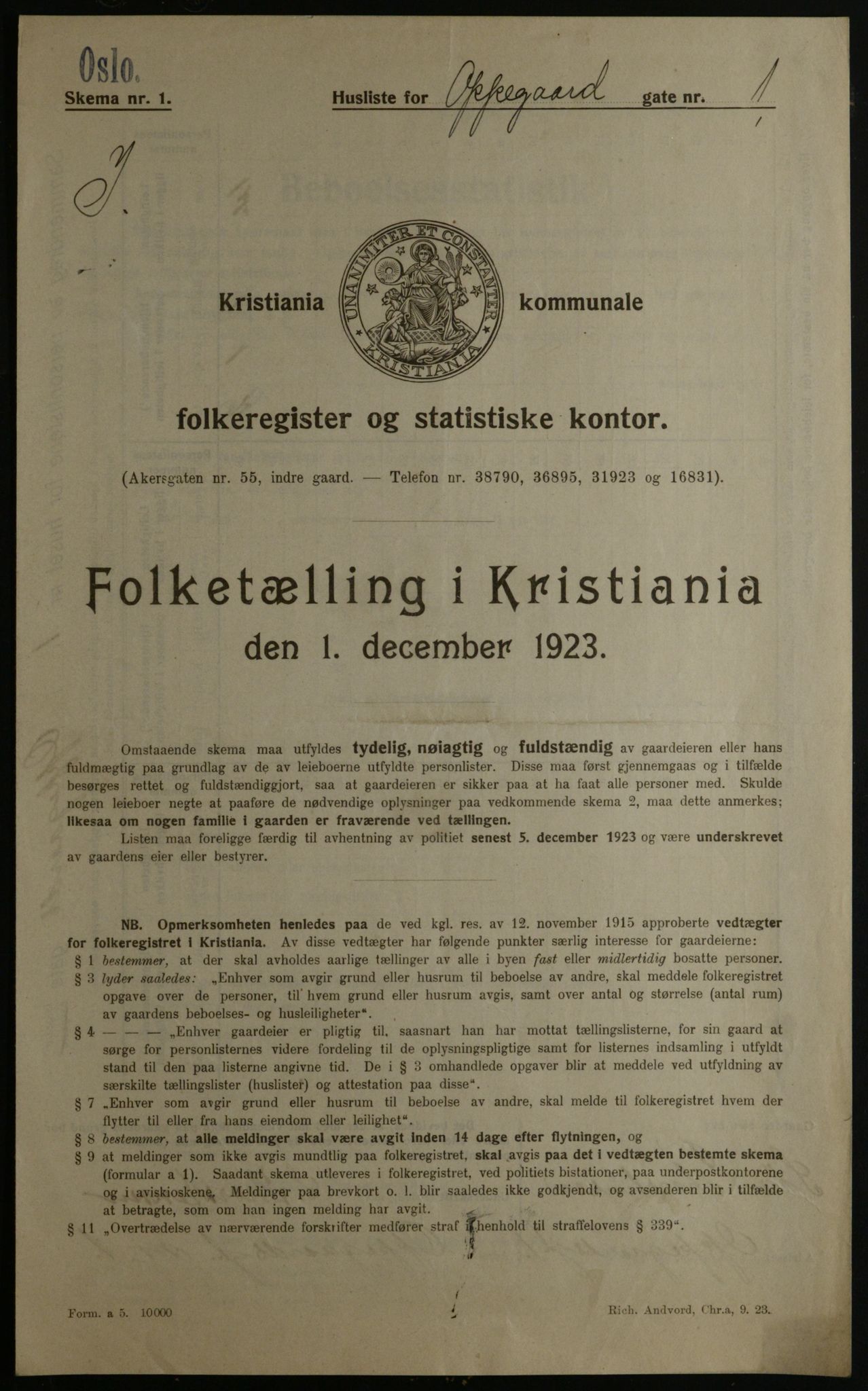 OBA, Municipal Census 1923 for Kristiania, 1923, p. 83658