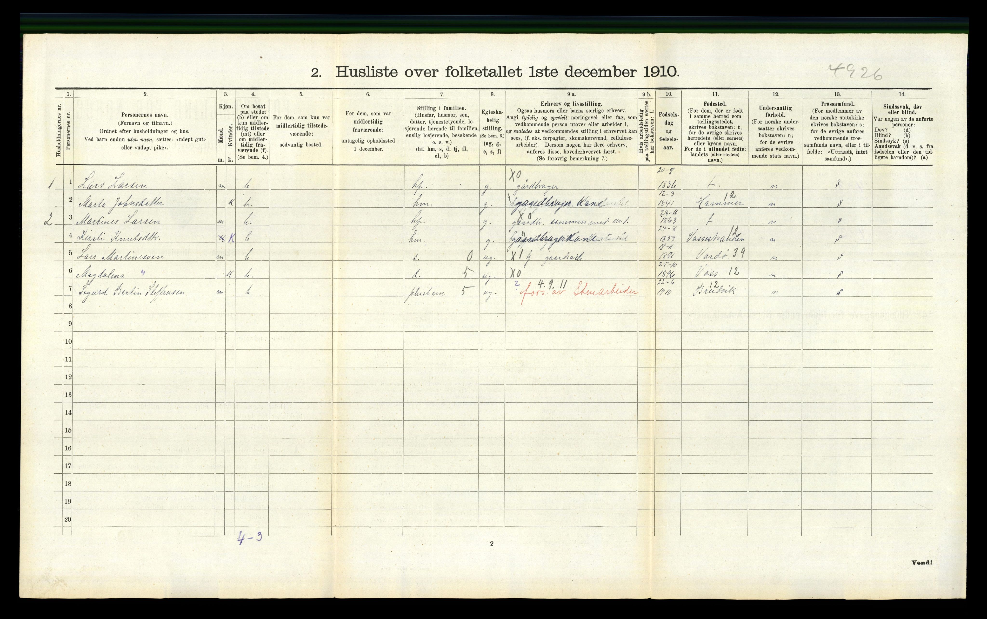 RA, 1910 census for Haus, 1910, p. 671