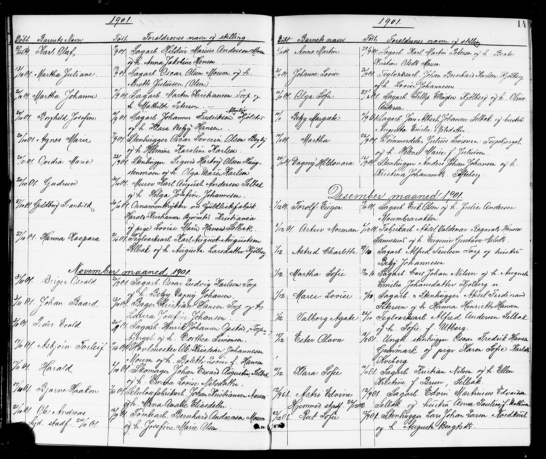 Borge prestekontor Kirkebøker, SAO/A-10903/G/Ga/L0002: Parish register (copy) no. I 2, 1875-1923, p. 14