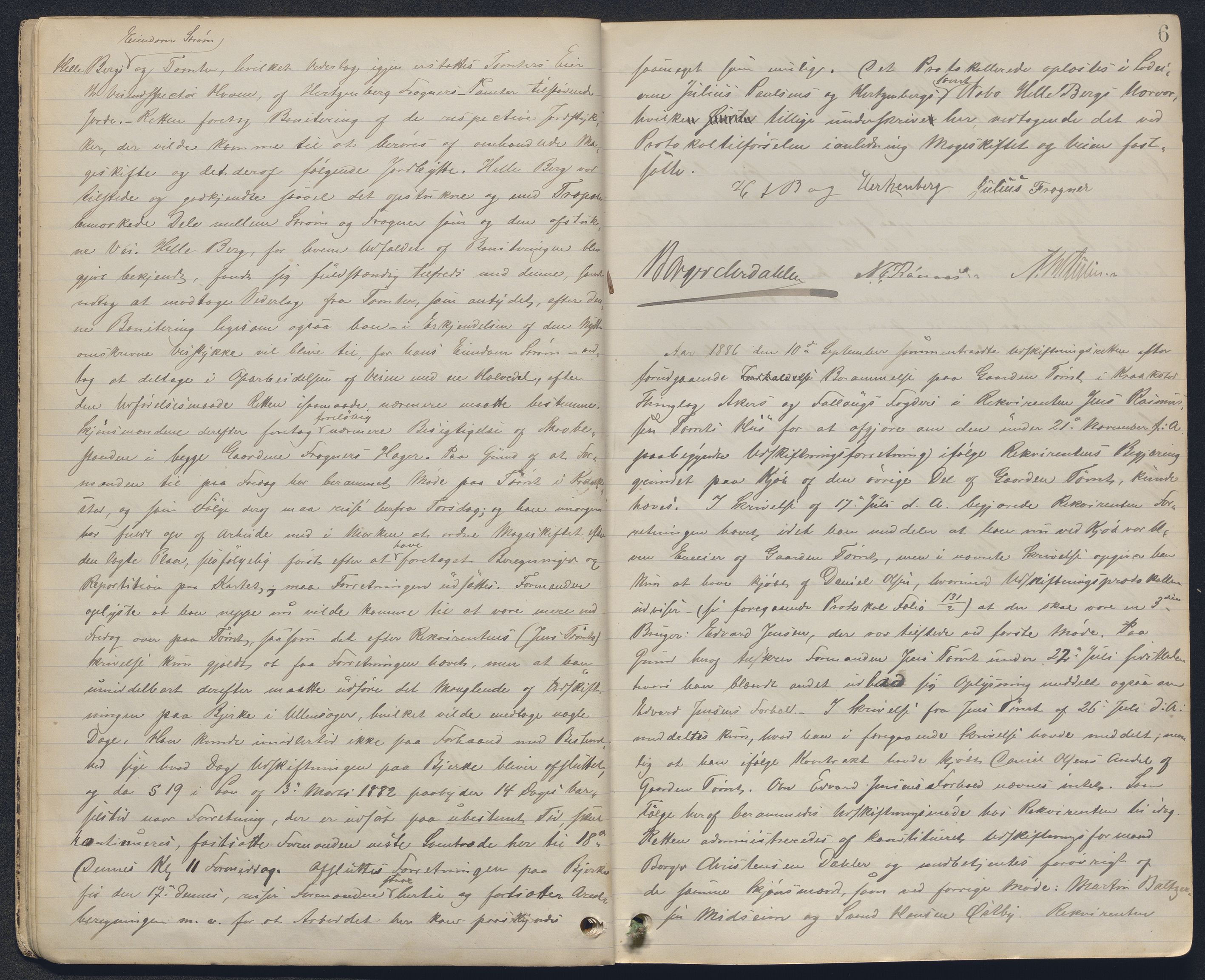 Akershus og Oslo jordskifterett, AV/SAO-A-10121/F/Fa/L0009: Forhandlingsprotokoll, 1886-1887, p. 5b-6a