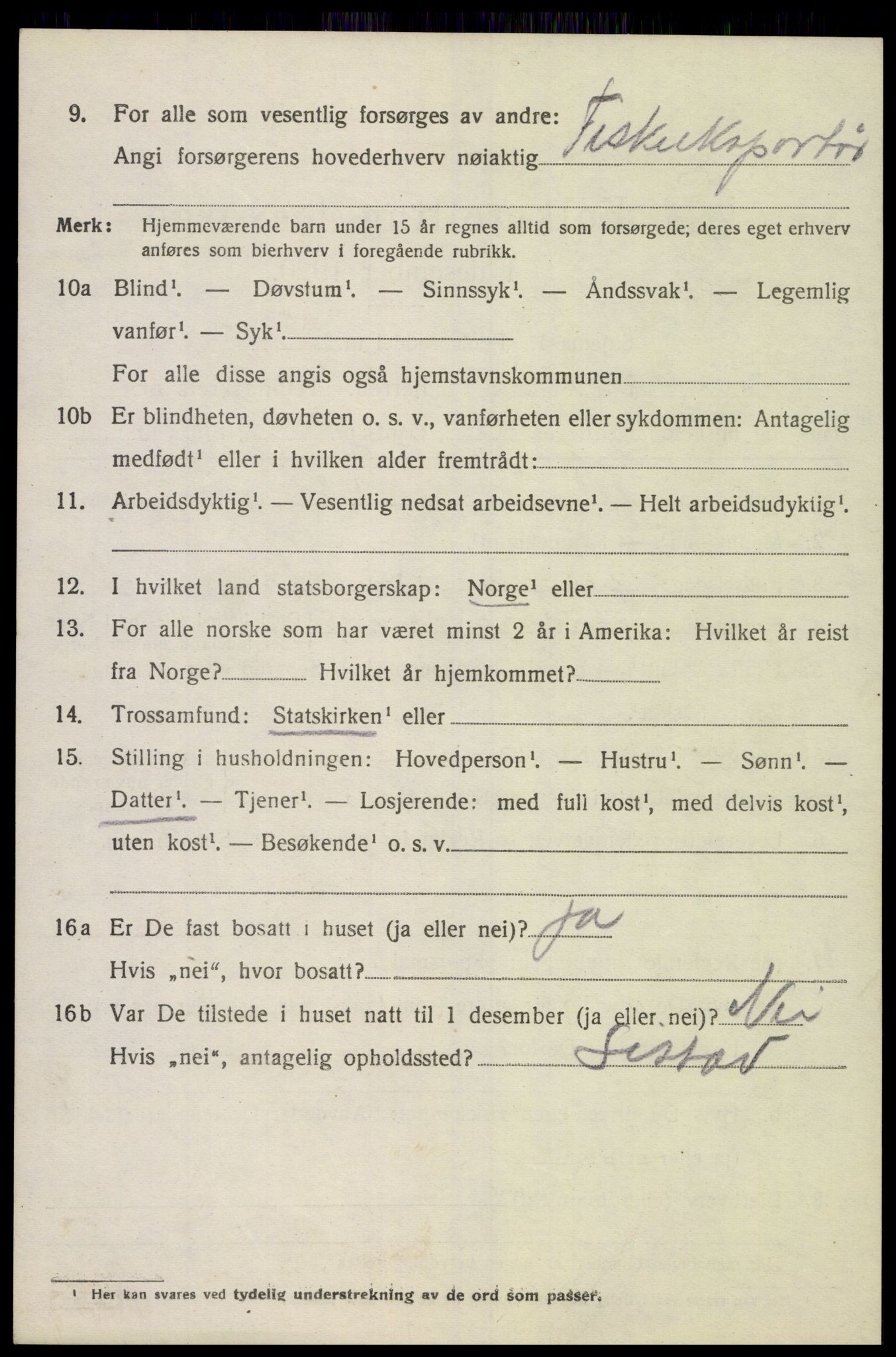 SAK, 1920 census for Spangereid, 1920, p. 3488