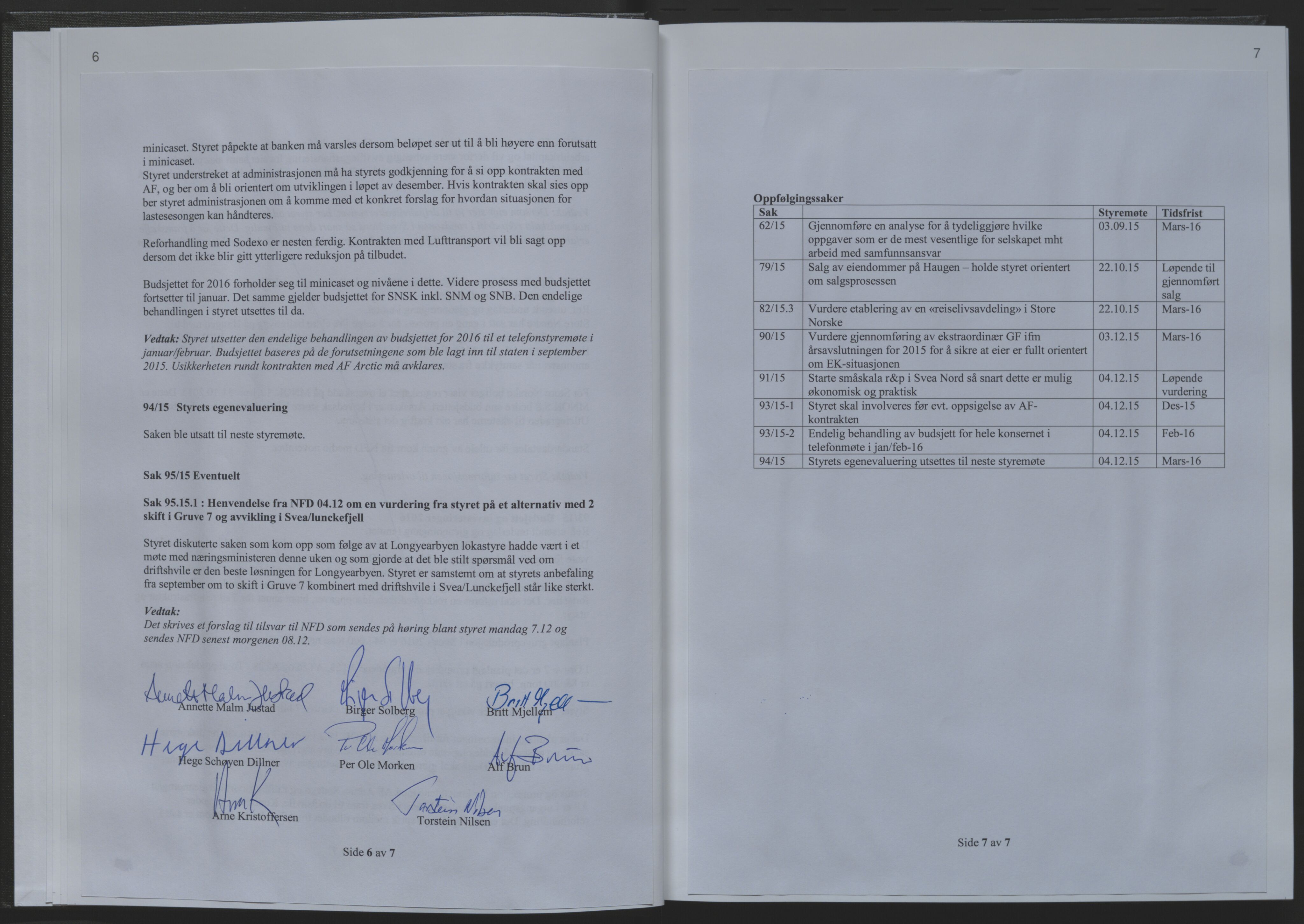 Store Norske Spitsbergen Kulkompani A/S, AV/SATØ-P-0073/09/A/Ab/Aba/L0008: Styreprotokoll 13, 2015-2018, p. 6-7