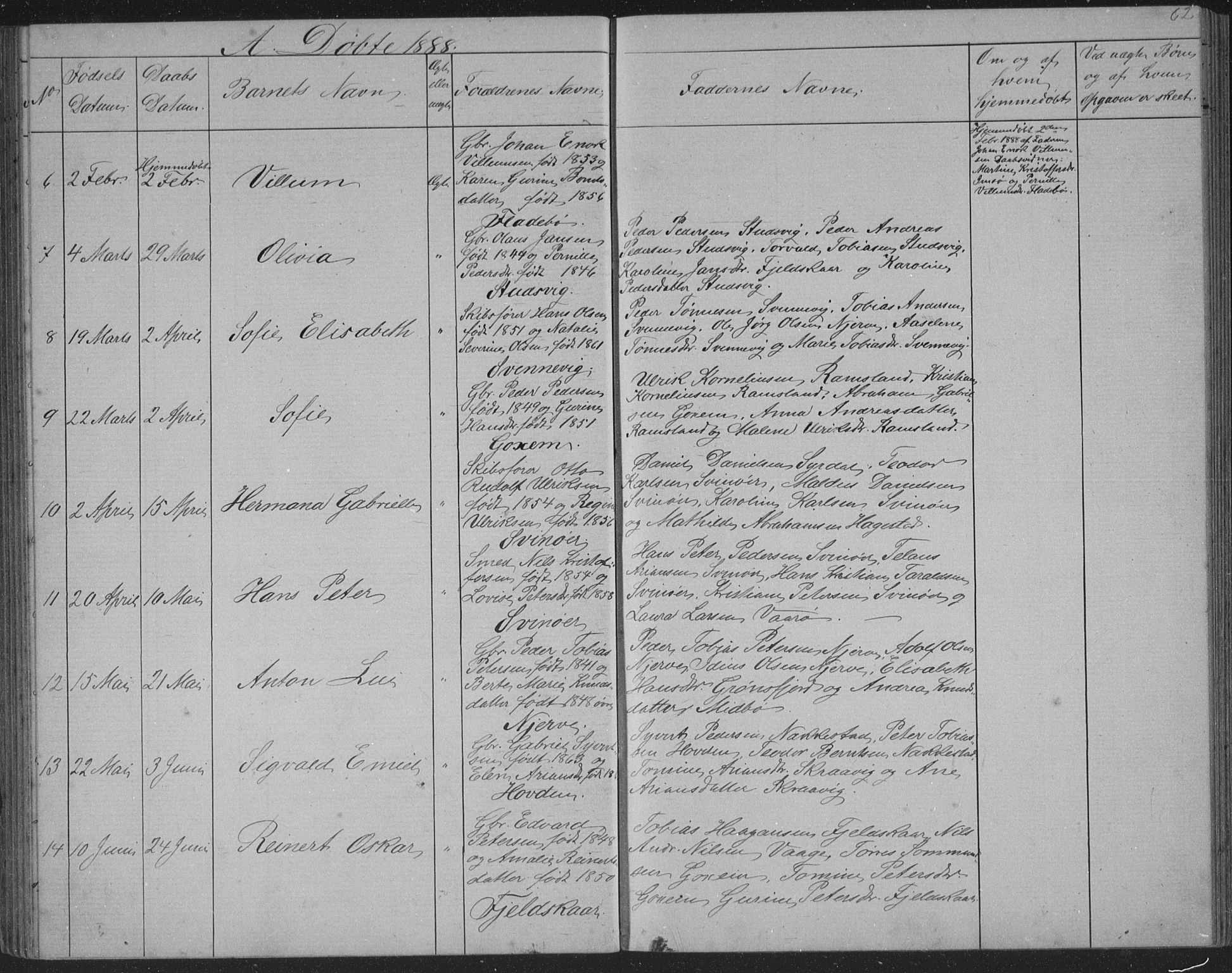 Sør-Audnedal sokneprestkontor, SAK/1111-0039/F/Fb/Fba/L0003: Parish register (copy) no. B 3, 1879-1893, p. 62