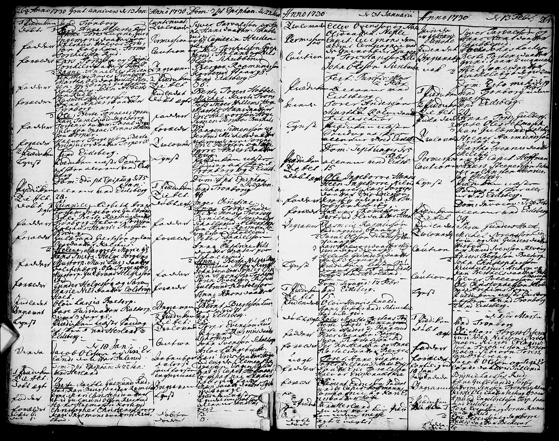 Eidsberg prestekontor Kirkebøker, SAO/A-10905/F/Fa/L0001: Parish register (official) no. I 1, 1710-1730, p. 264-265