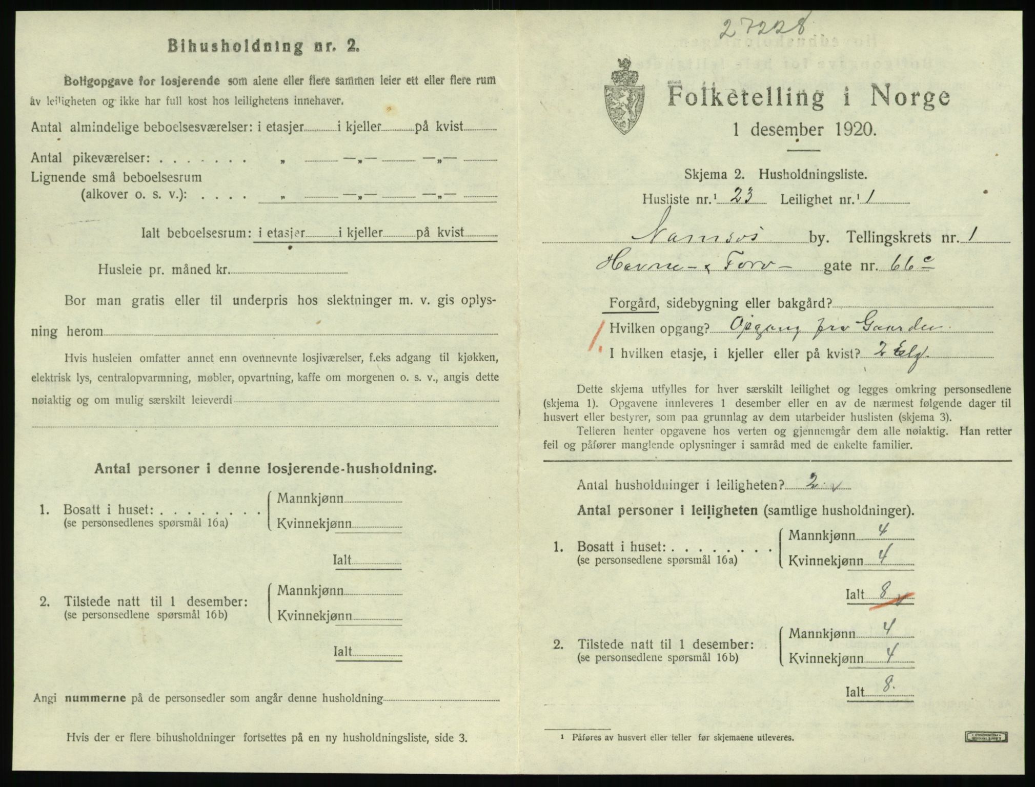 SAT, 1920 census for Namsos, 1920, p. 829