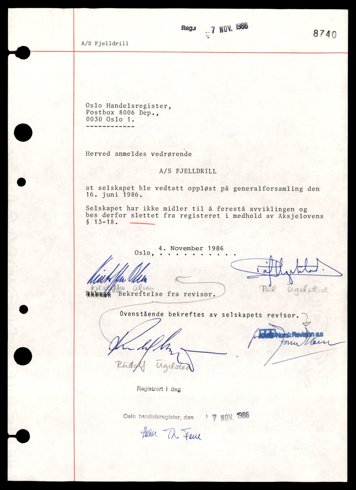 Oslo byfogd, Handelsregisteret, AV/SAT-A-10867/G/Gb/Gbb/L0085: Registreringsmeldinger, Fj-Hj, 1986, p. 1