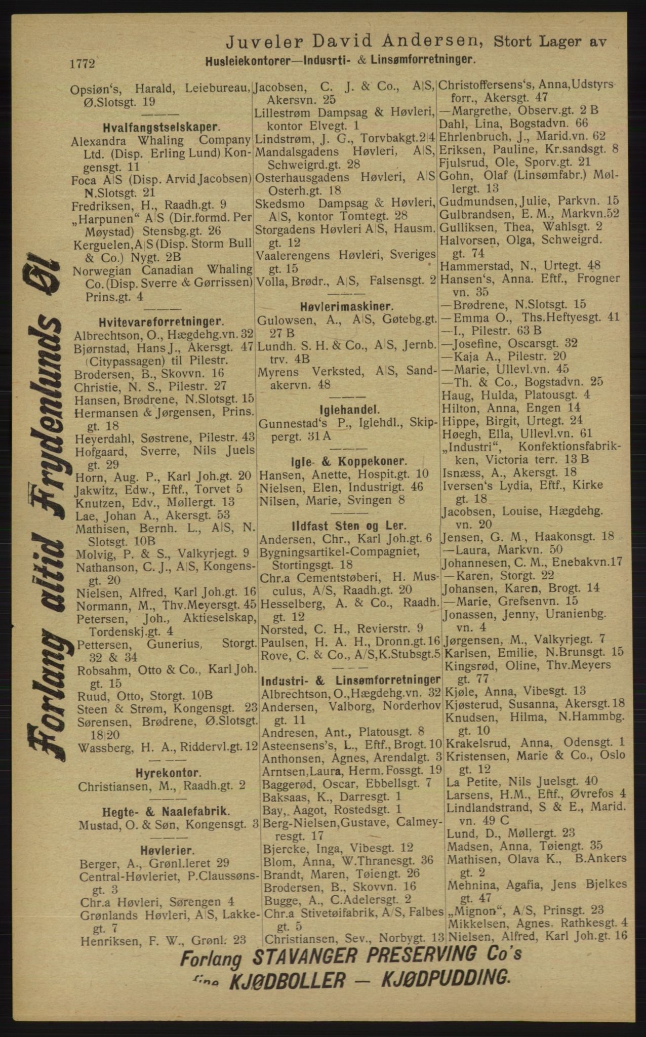 Kristiania/Oslo adressebok, PUBL/-, 1913, p. 1728