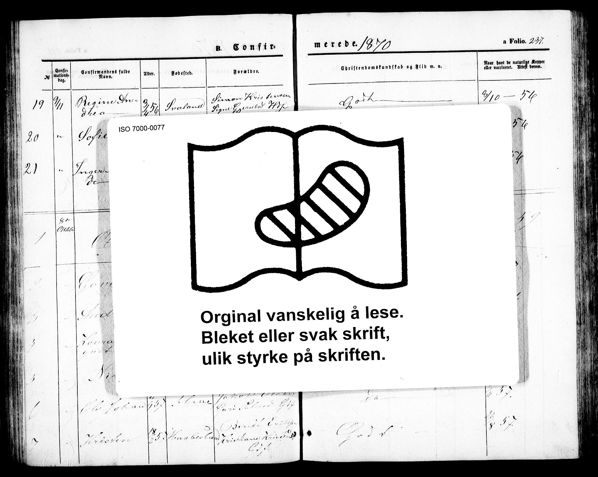 Birkenes sokneprestkontor, AV/SAK-1111-0004/F/Fb/L0002: Parish register (copy) no. B 2, 1849-1876, p. 237