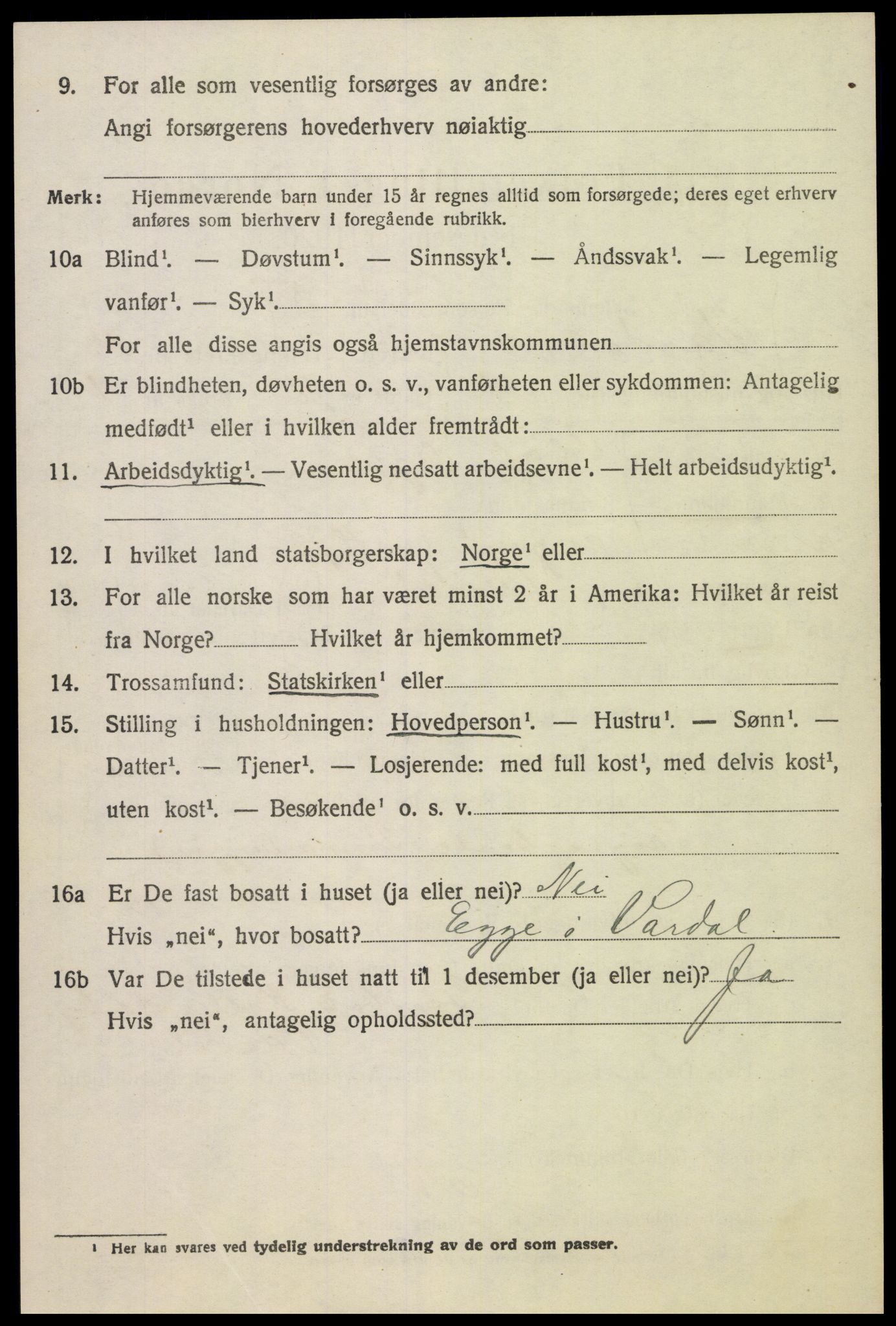 SAH, 1920 census for Vardal, 1920, p. 13144