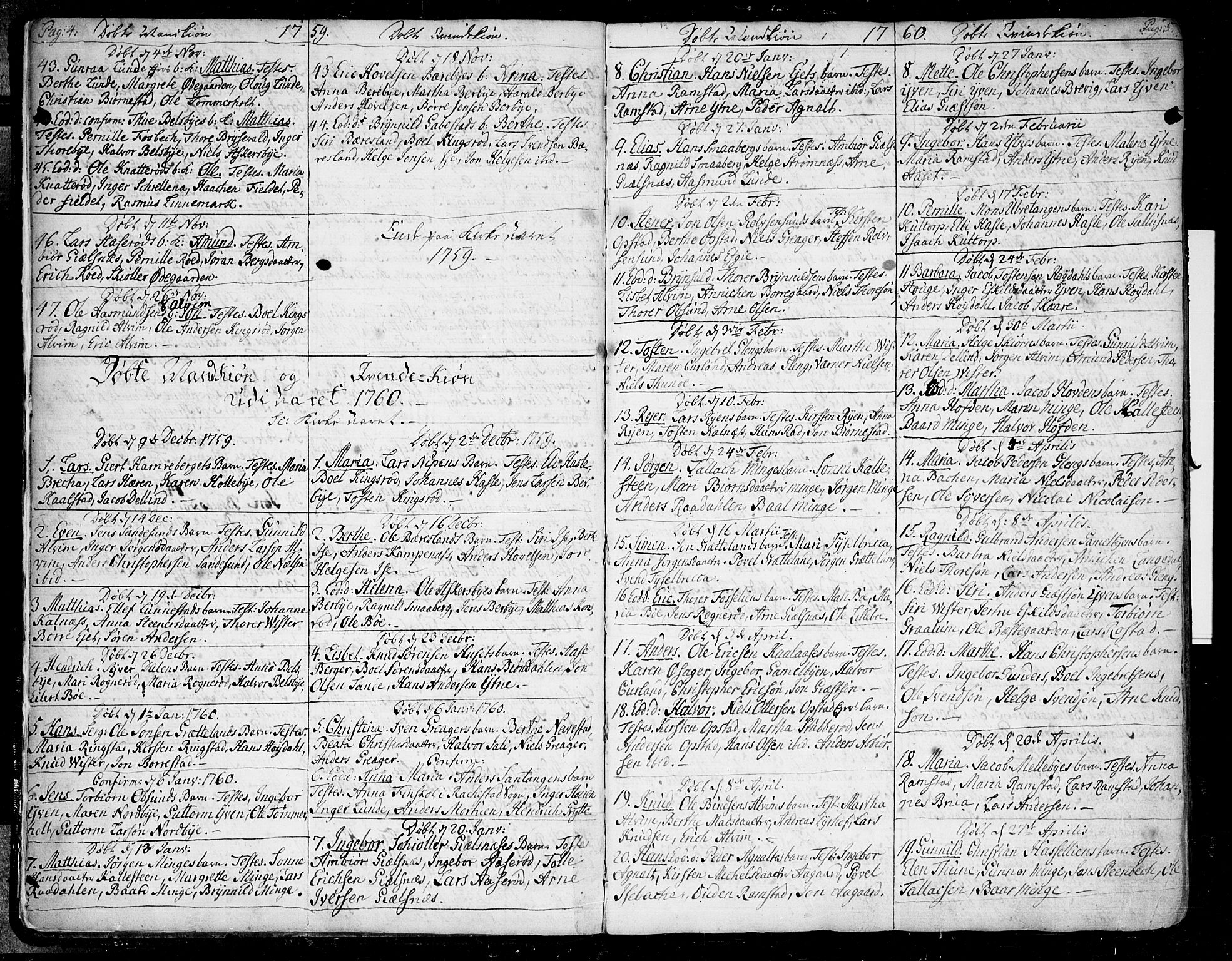 Tune prestekontor Kirkebøker, SAO/A-2007/F/Fa/L0002: Parish register (official) no. 2, 1758-1781, p. 4-5