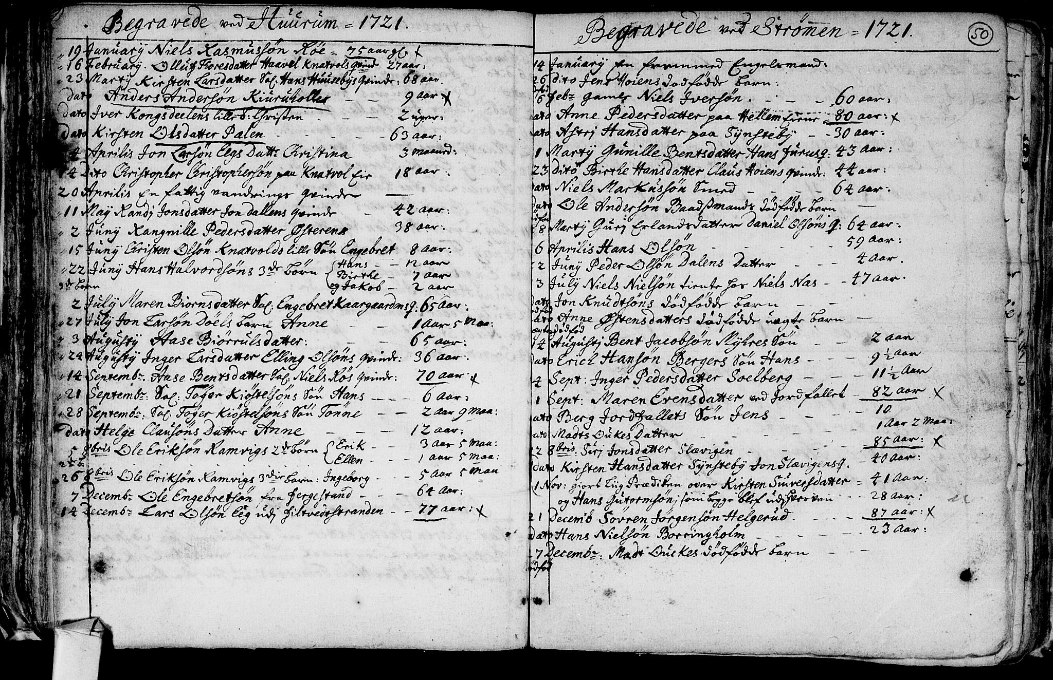 Hurum kirkebøker, AV/SAKO-A-229/F/Fa/L0001: Parish register (official) no. 1, 1715-1732, p. 50