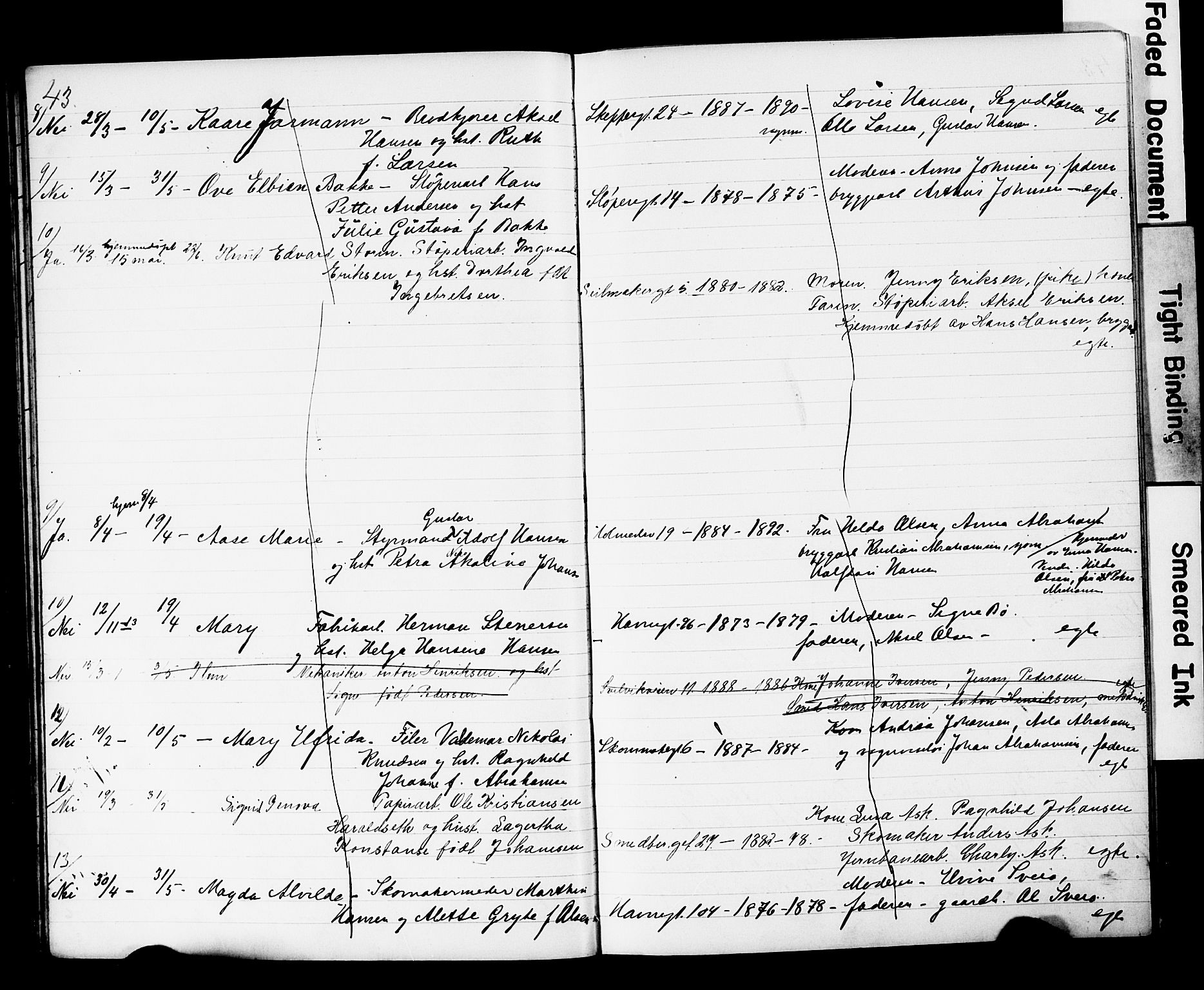 Strømsø kirkebøker, SAKO/A-246/Y/Yb/L0002: Parish register draft no. II 2, 1907-1915, p. 43