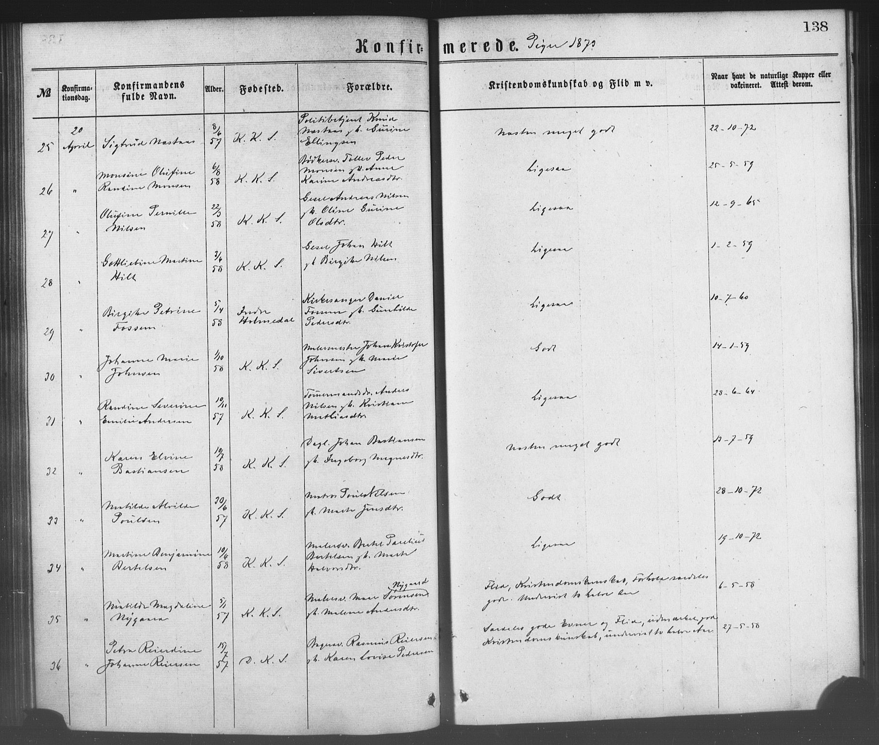 Korskirken sokneprestembete, AV/SAB-A-76101/H/Haa/L0028: Parish register (official) no. C 4, 1868-1879, p. 138