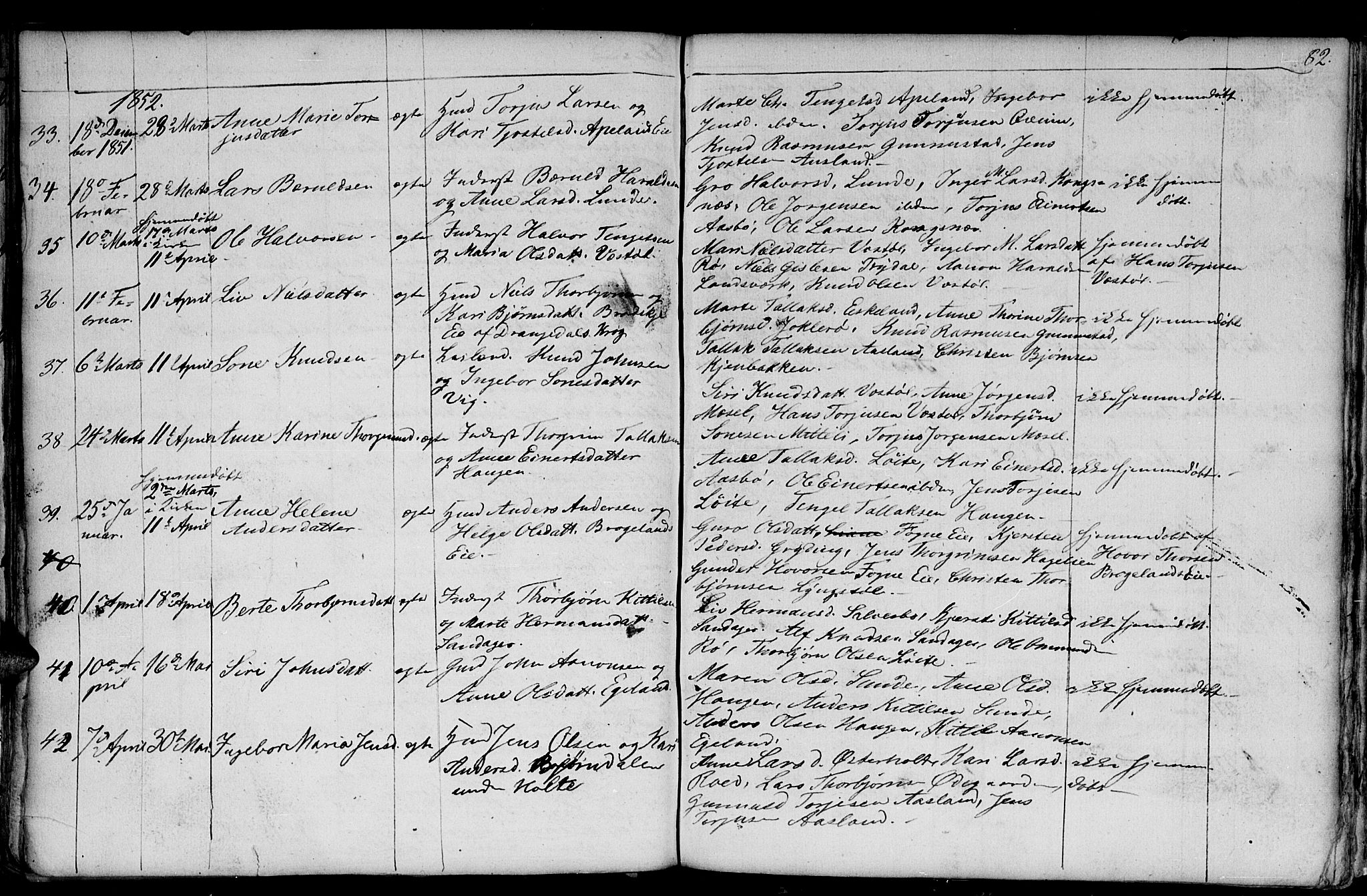 Gjerstad sokneprestkontor, AV/SAK-1111-0014/F/Fb/Fba/L0004: Parish register (copy) no. B 4, 1845-1853, p. 82