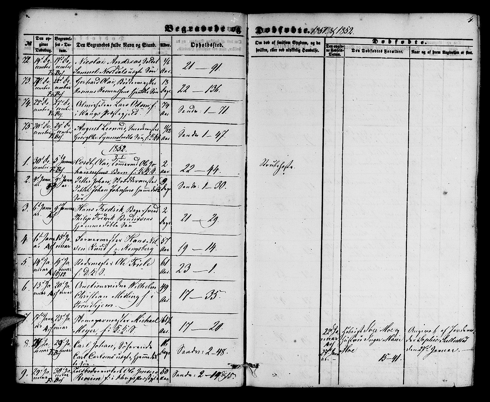 Korskirken sokneprestembete, SAB/A-76101/H/Hab: Parish register (copy) no. E 2, 1851-1871, p. 4
