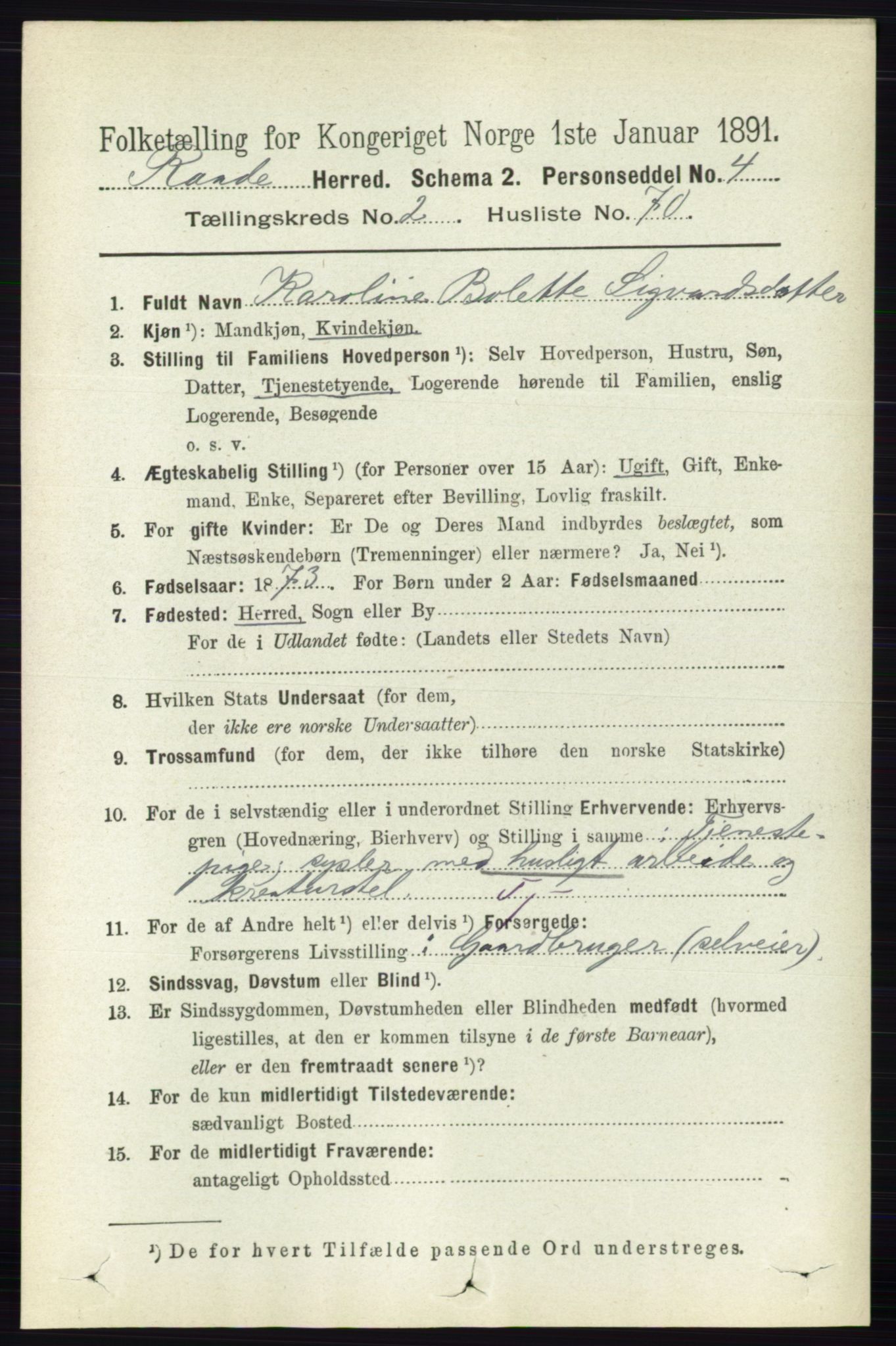 RA, 1891 census for 0135 Råde, 1891, p. 1035