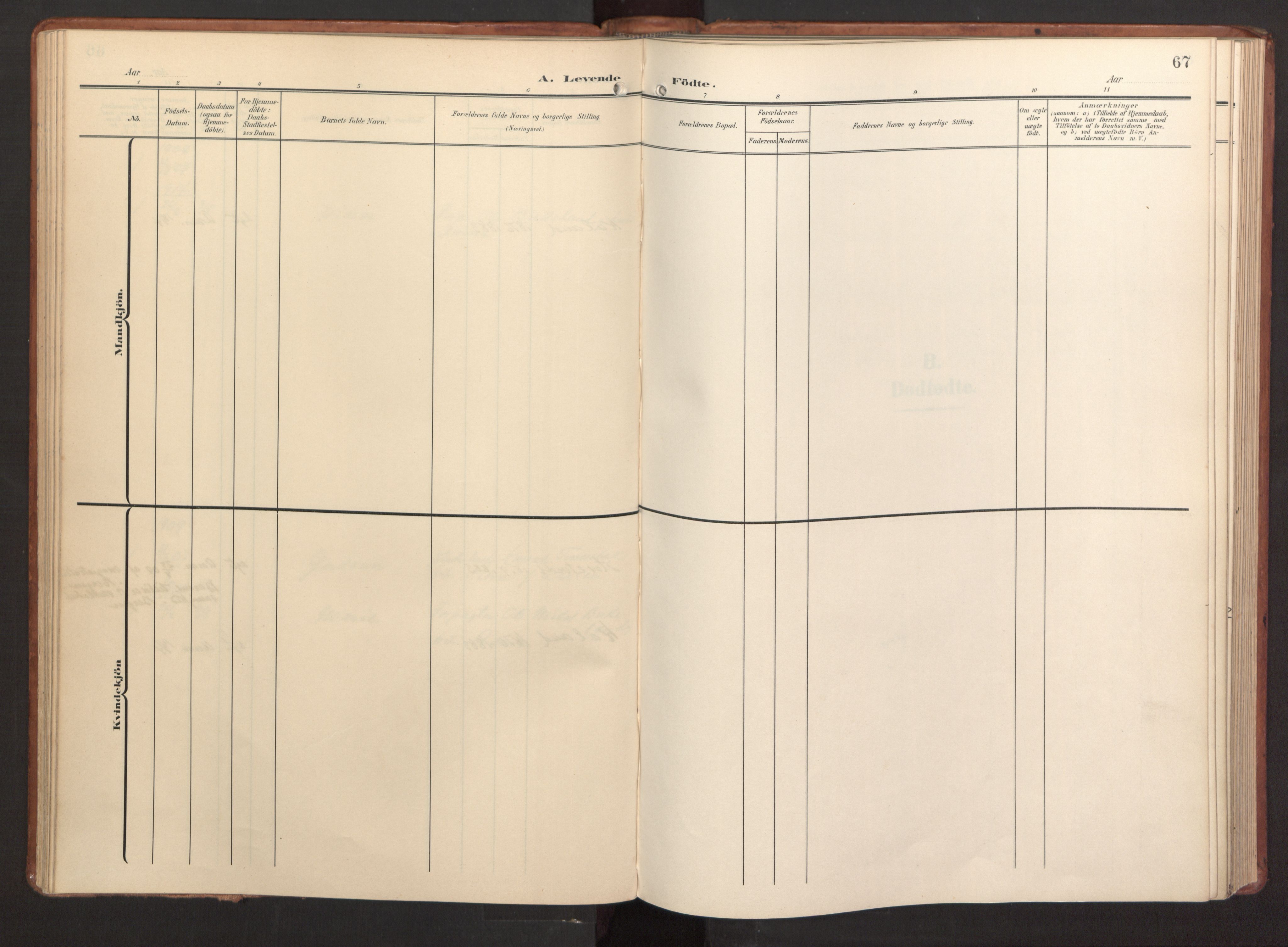 Fana Sokneprestembete, AV/SAB-A-75101/H/Haa/Haab/L0004: Parish register (official) no. B 4, 1908-1915, p. 67