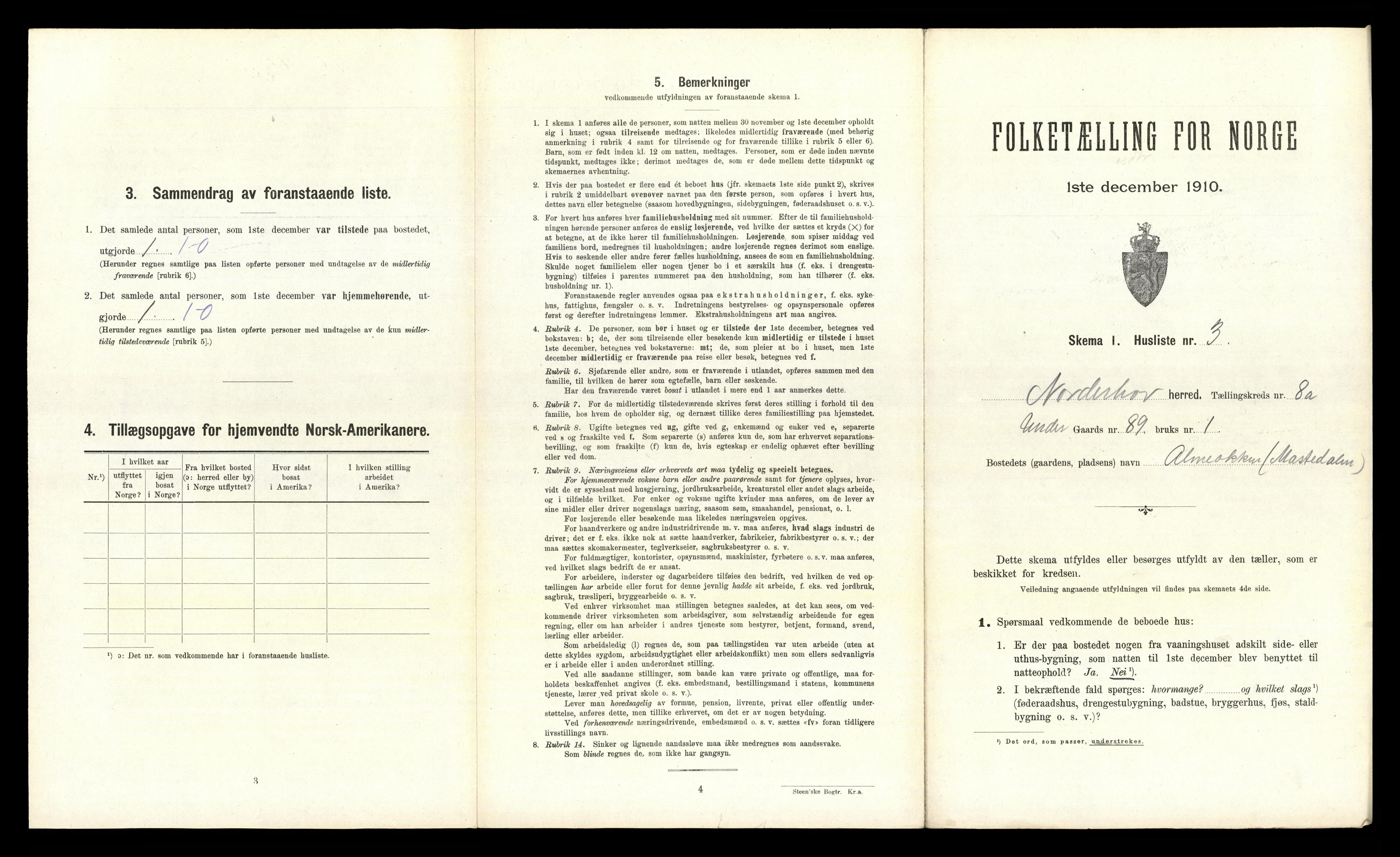 RA, 1910 census for Norderhov, 1910, p. 1764