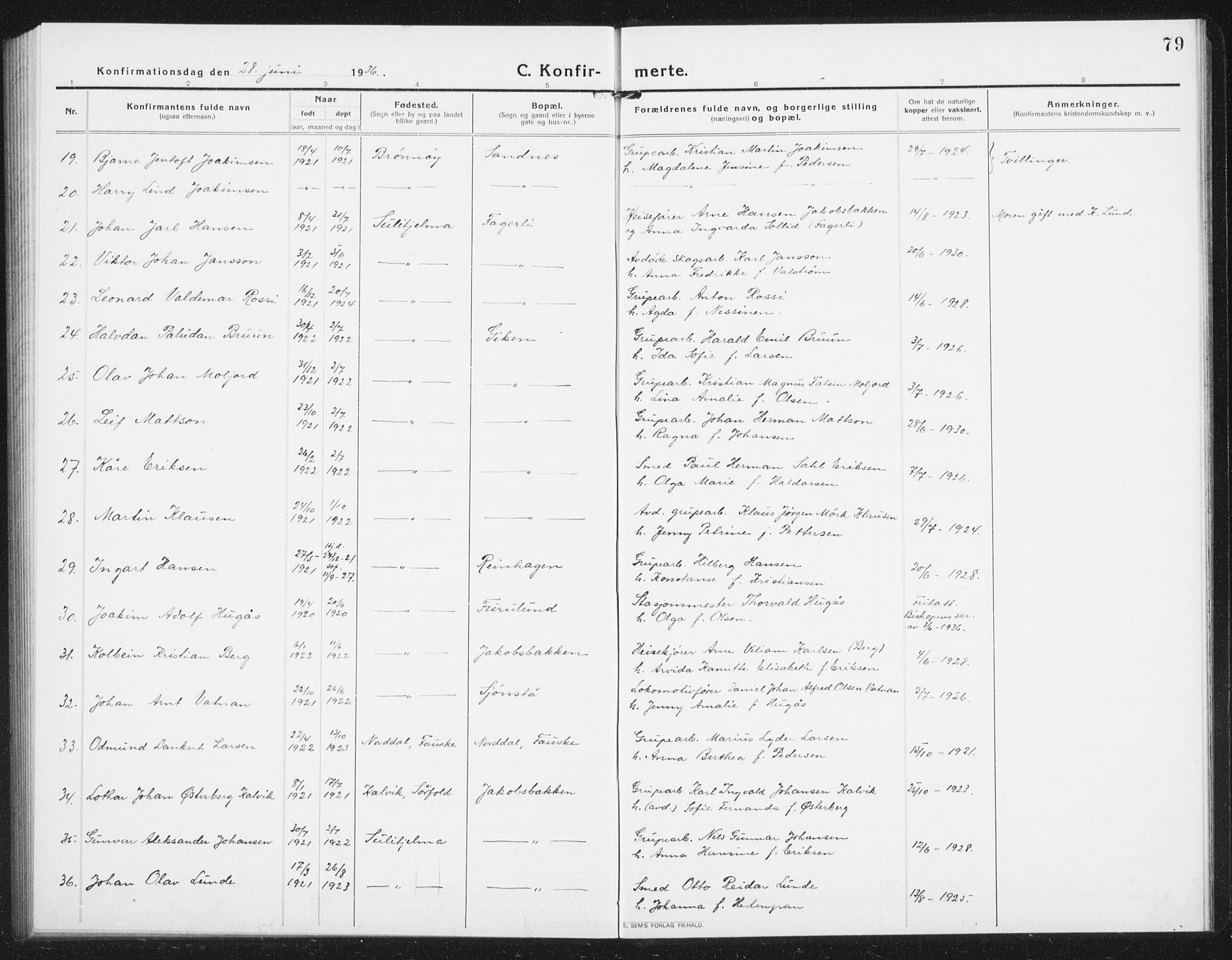 Ministerialprotokoller, klokkerbøker og fødselsregistre - Nordland, AV/SAT-A-1459/850/L0717: Parish register (copy) no. 850C01, 1915-1941, p. 79