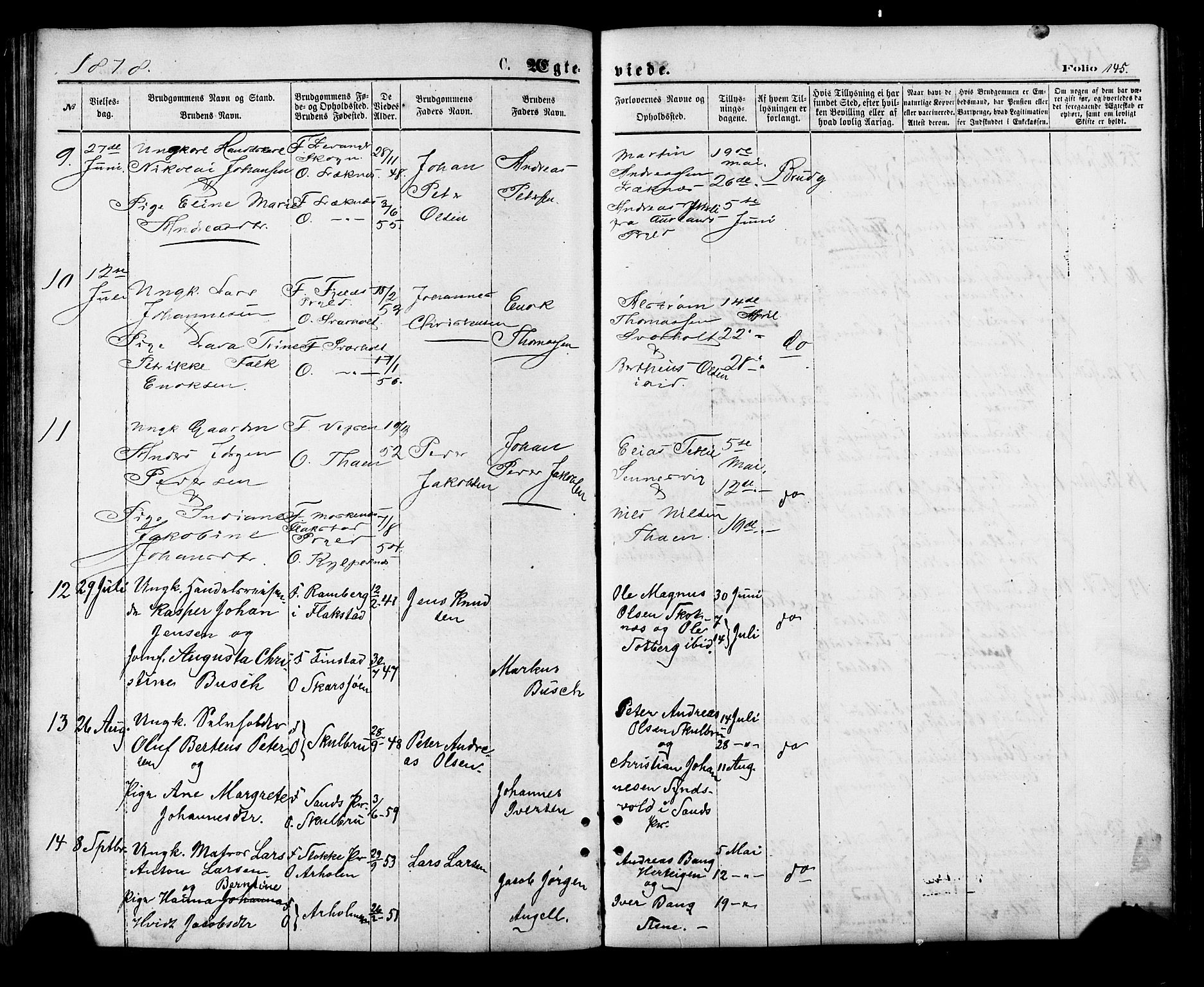 Ministerialprotokoller, klokkerbøker og fødselsregistre - Nordland, SAT/A-1459/881/L1166: Parish register (copy) no. 881C03, 1876-1885, p. 145