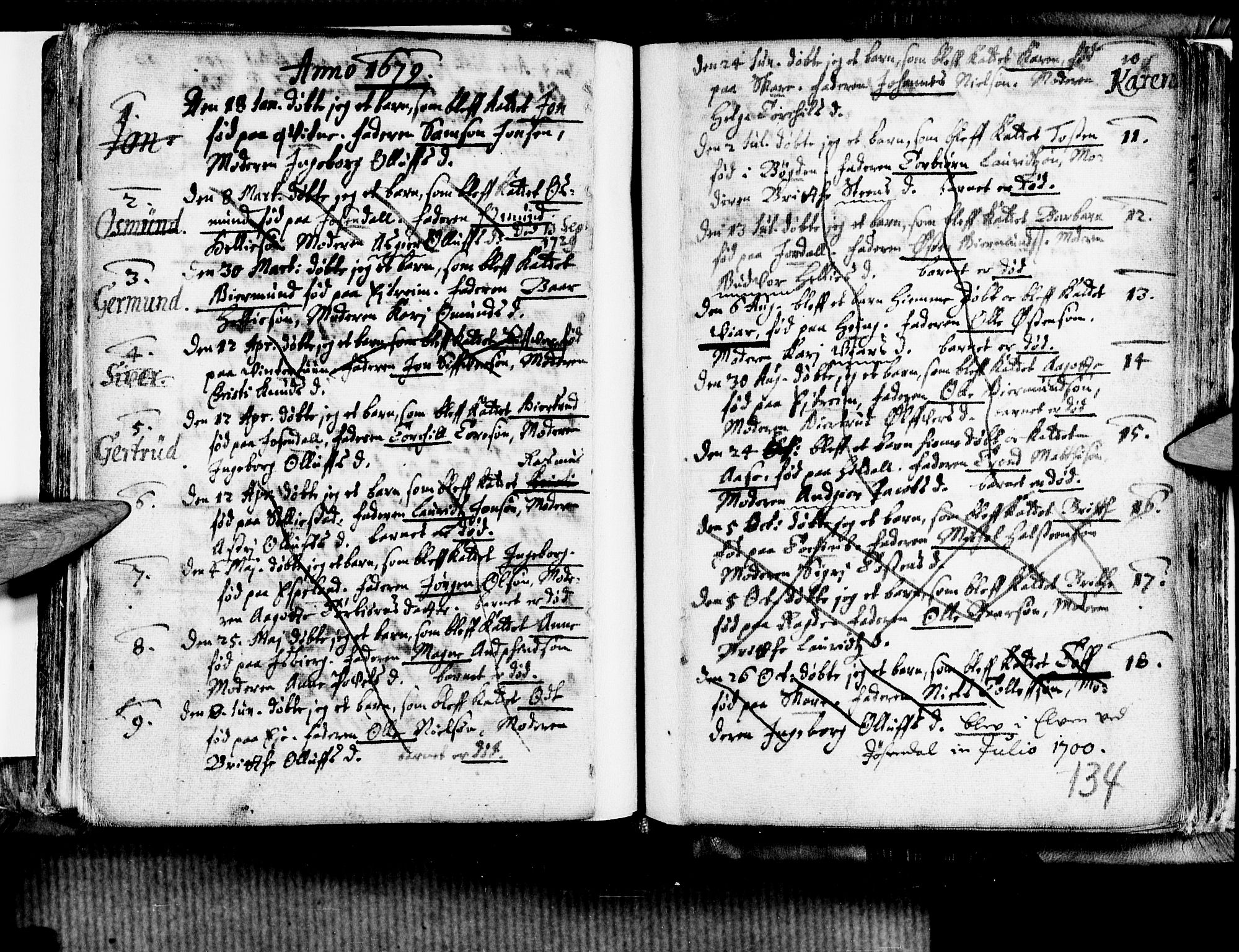 Ullensvang sokneprestembete, SAB/A-78701/H/Haa: Parish register (official) no. A 1 /3, 1676-1719, p. 134
