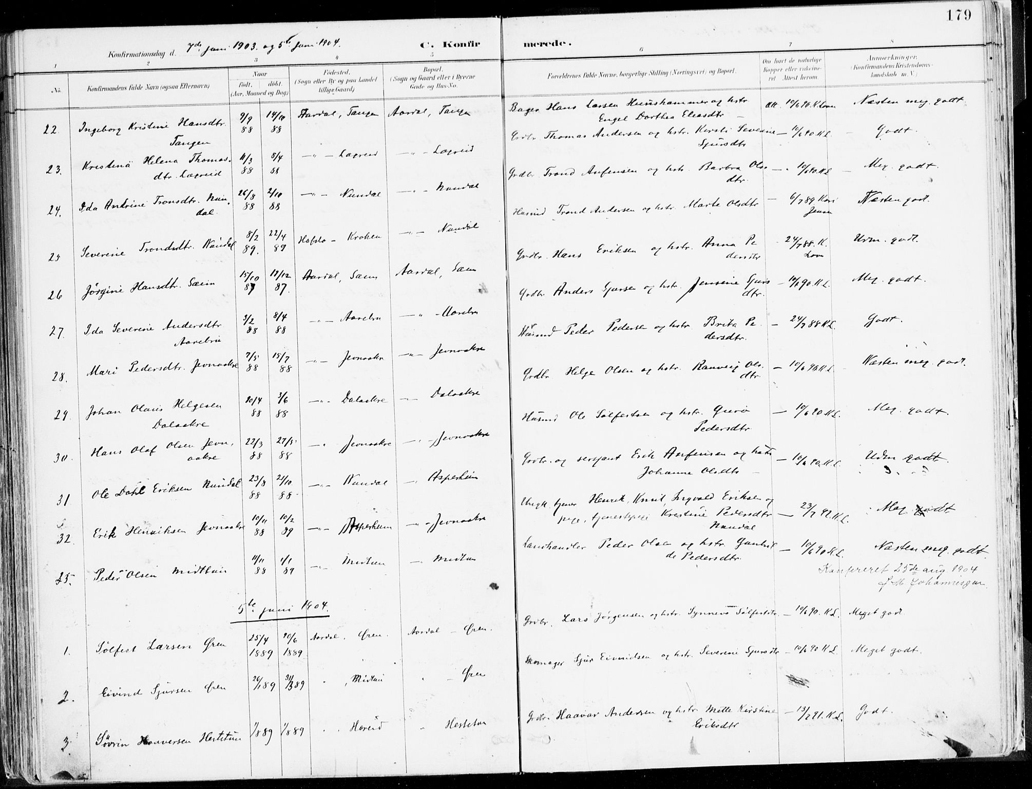 Årdal sokneprestembete, AV/SAB-A-81701: Parish register (official) no. A 5, 1887-1917, p. 179