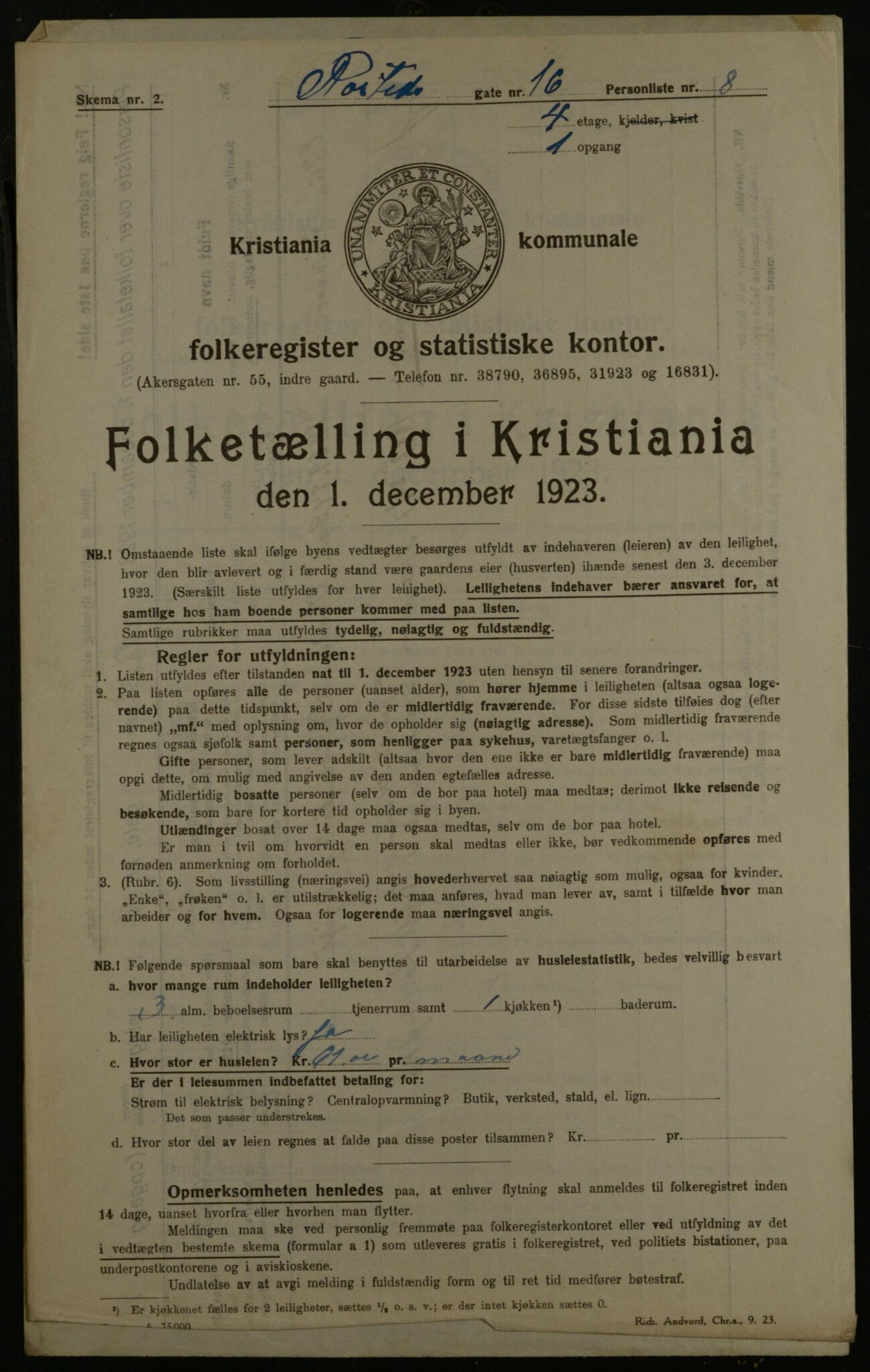 OBA, Municipal Census 1923 for Kristiania, 1923, p. 93356