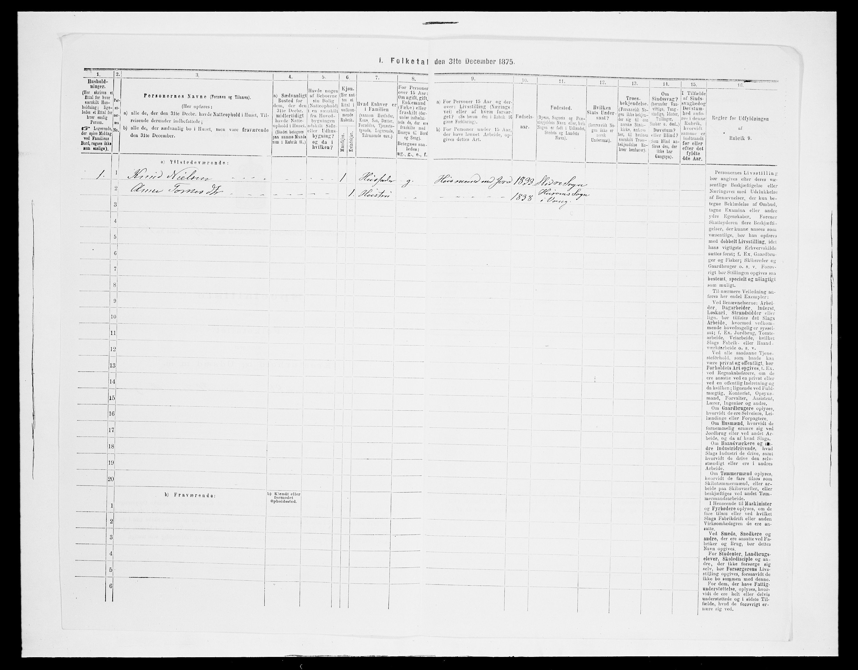 SAH, 1875 census for 0543P Vestre Slidre, 1875, p. 357