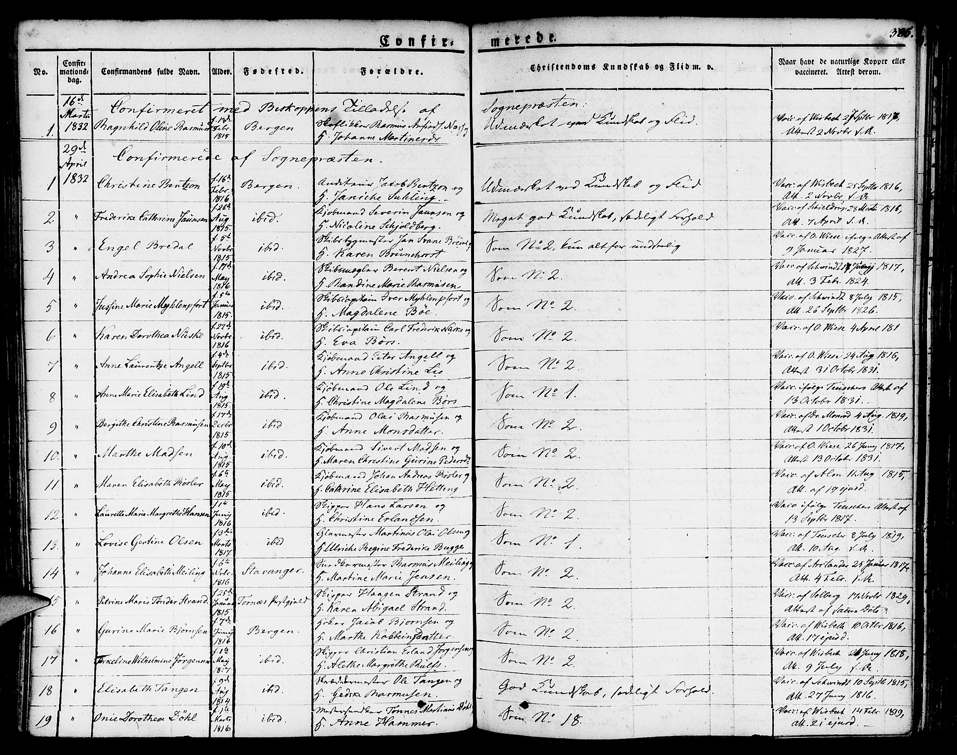 Nykirken Sokneprestembete, SAB/A-77101/H/Haa/L0012: Parish register (official) no. A 12, 1821-1844, p. 385