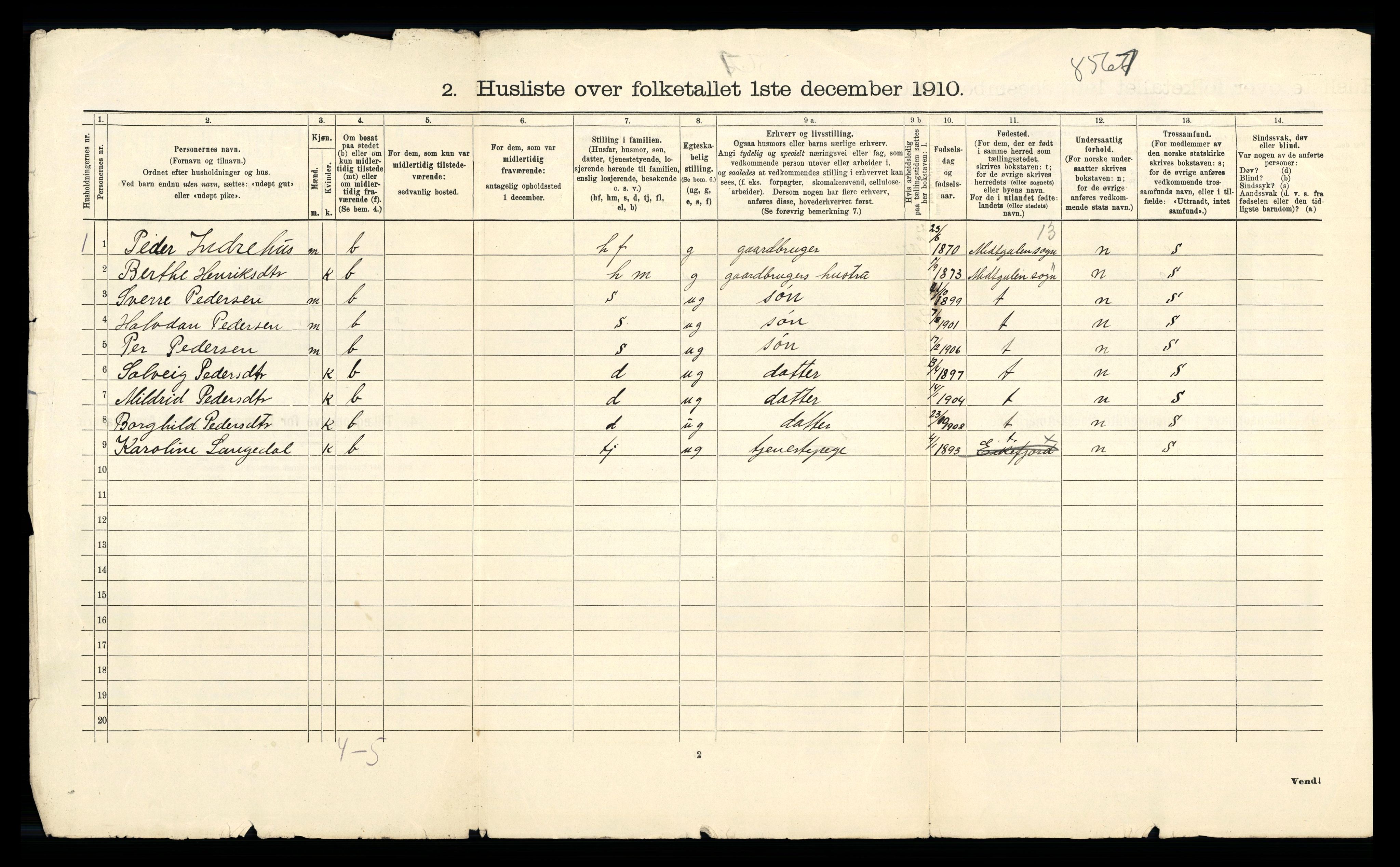 RA, 1910 census for Kinn, 1910, p. 107