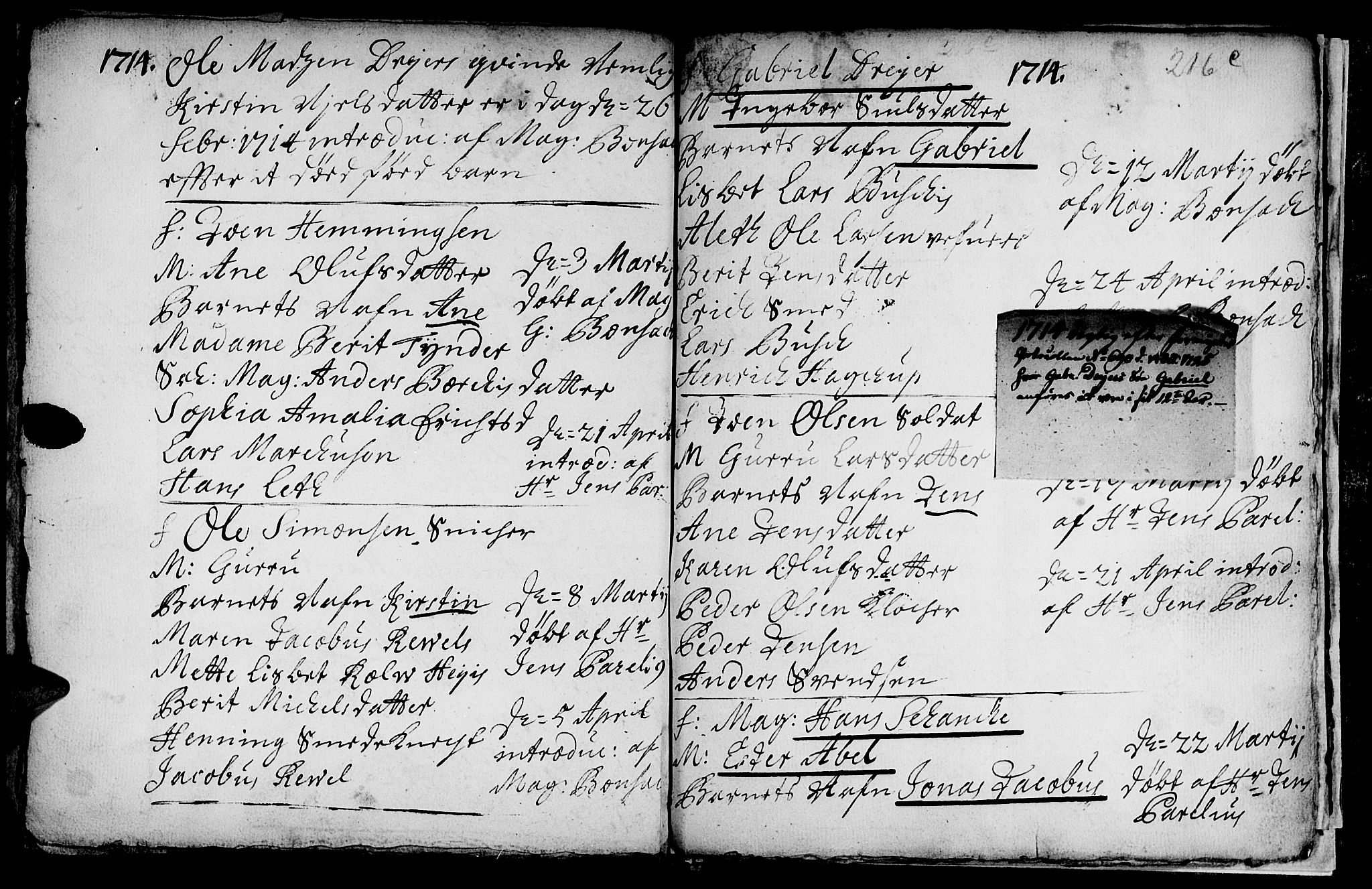 Ministerialprotokoller, klokkerbøker og fødselsregistre - Sør-Trøndelag, SAT/A-1456/601/L0034: Parish register (official) no. 601A02, 1702-1714, p. 216d