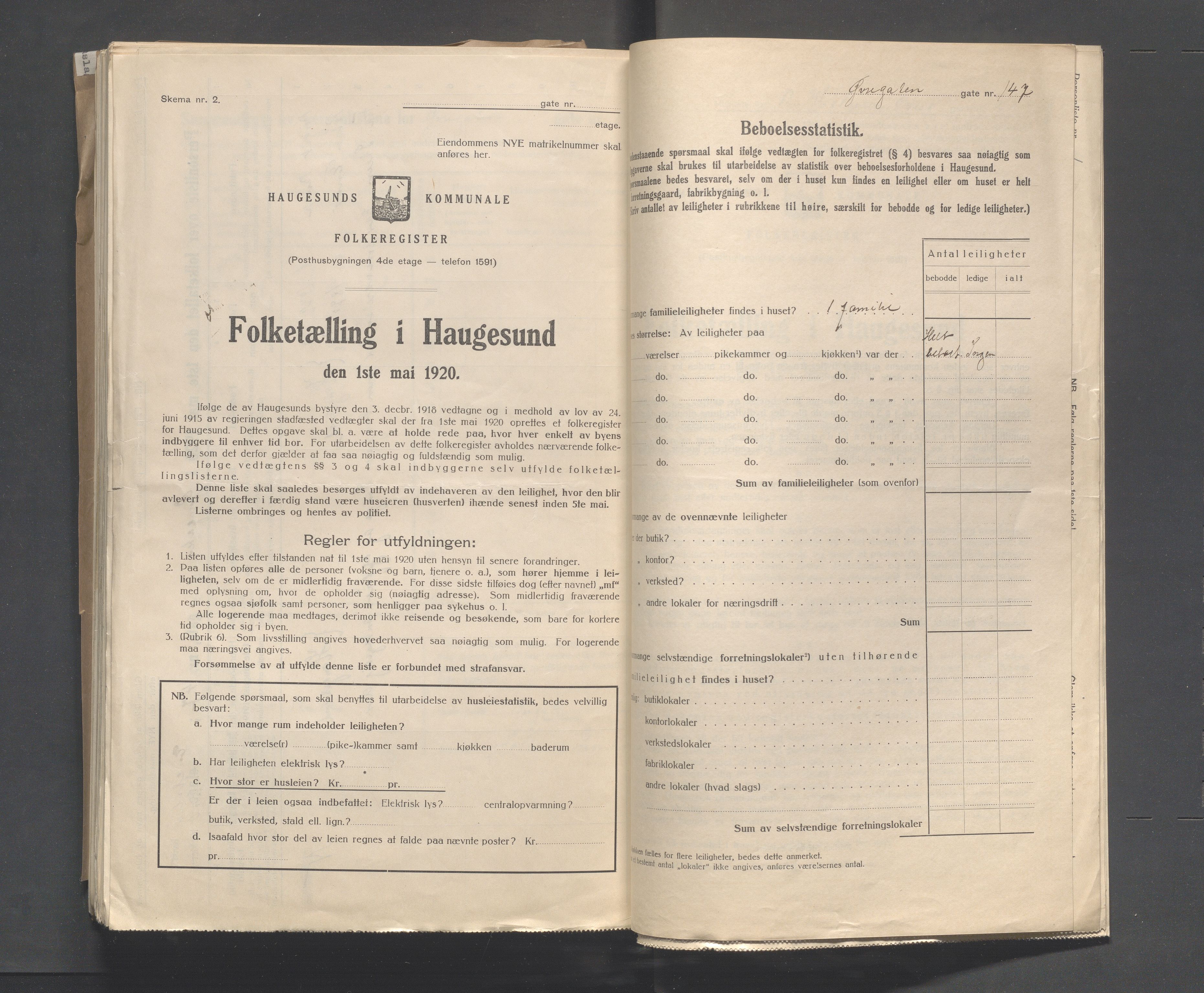 IKAR, Local census 1.5.1920 for Haugesund, 1920, p. 5599