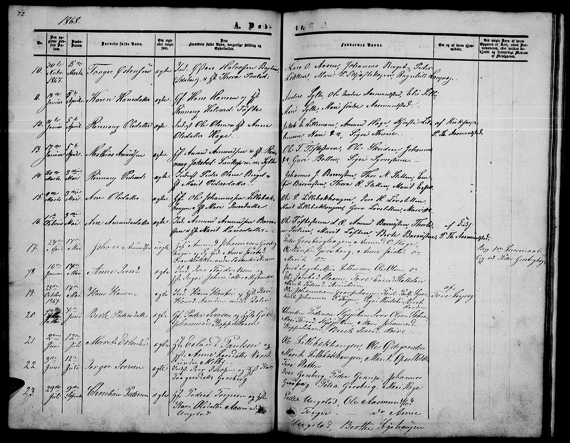 Nord-Fron prestekontor, AV/SAH-PREST-080/H/Ha/Hab/L0002: Parish register (copy) no. 2, 1851-1883, p. 72