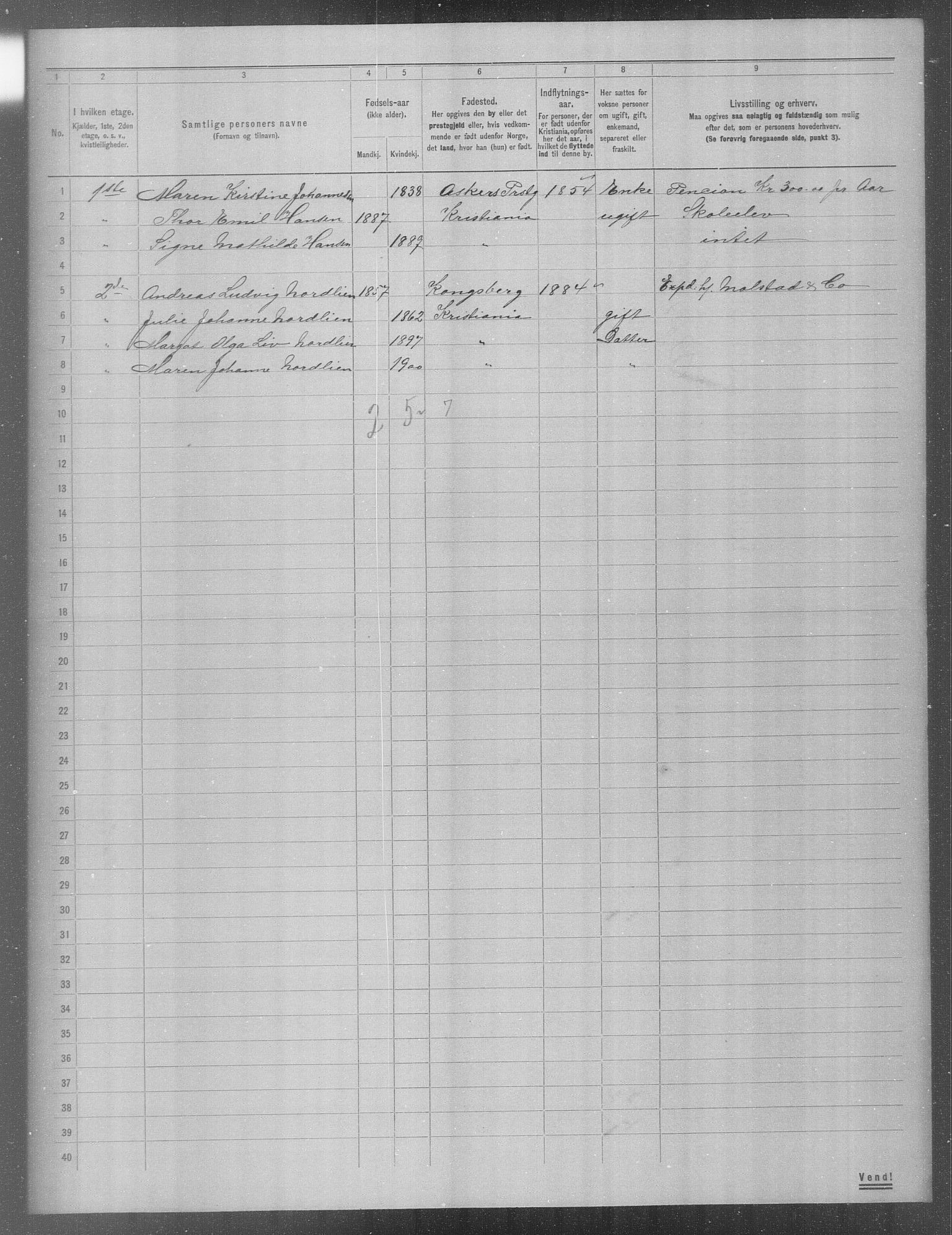 OBA, Municipal Census 1904 for Kristiania, 1904, p. 1479