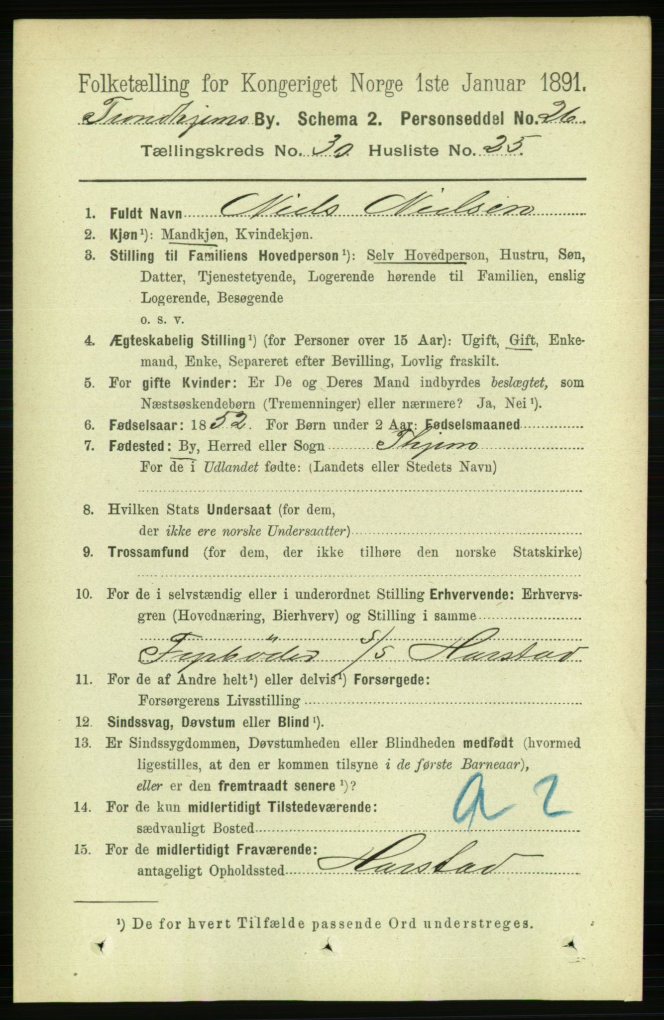 RA, 1891 census for 1601 Trondheim, 1891, p. 22692