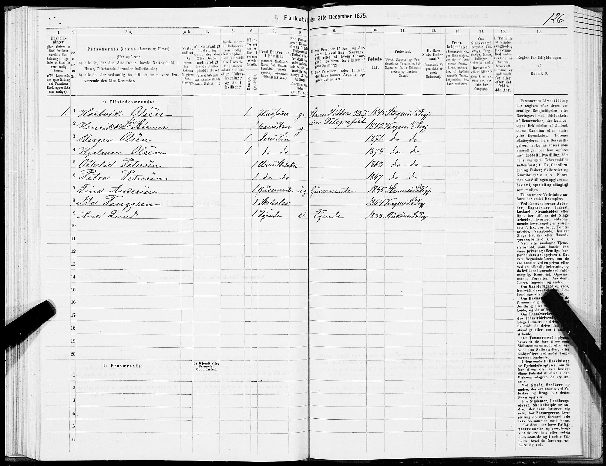 SAT, 1875 census for 1865P Vågan, 1875, p. 3126