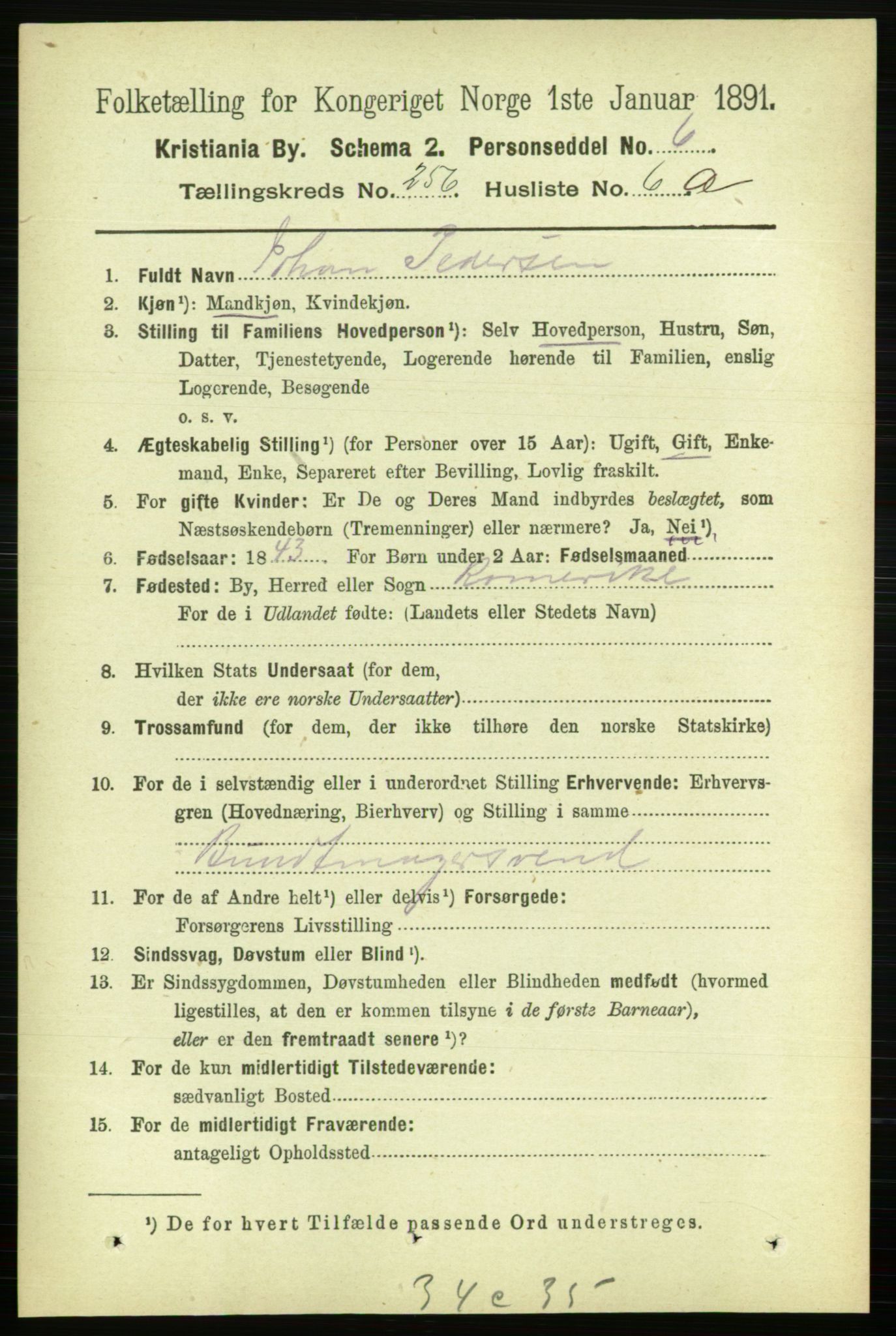 RA, 1891 census for 0301 Kristiania, 1891, p. 155997