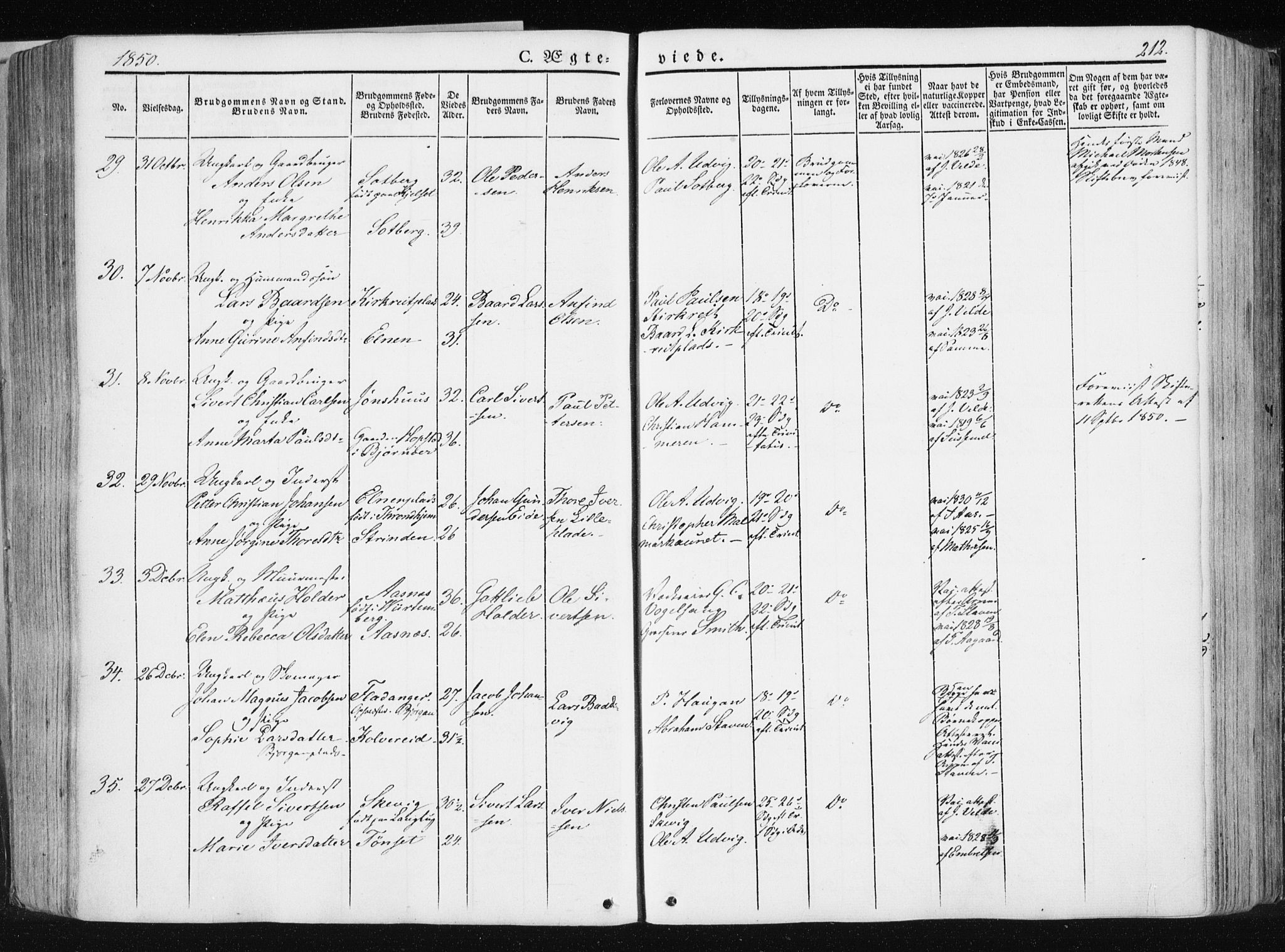 Ministerialprotokoller, klokkerbøker og fødselsregistre - Nord-Trøndelag, AV/SAT-A-1458/741/L0393: Parish register (official) no. 741A07, 1849-1863, p. 212