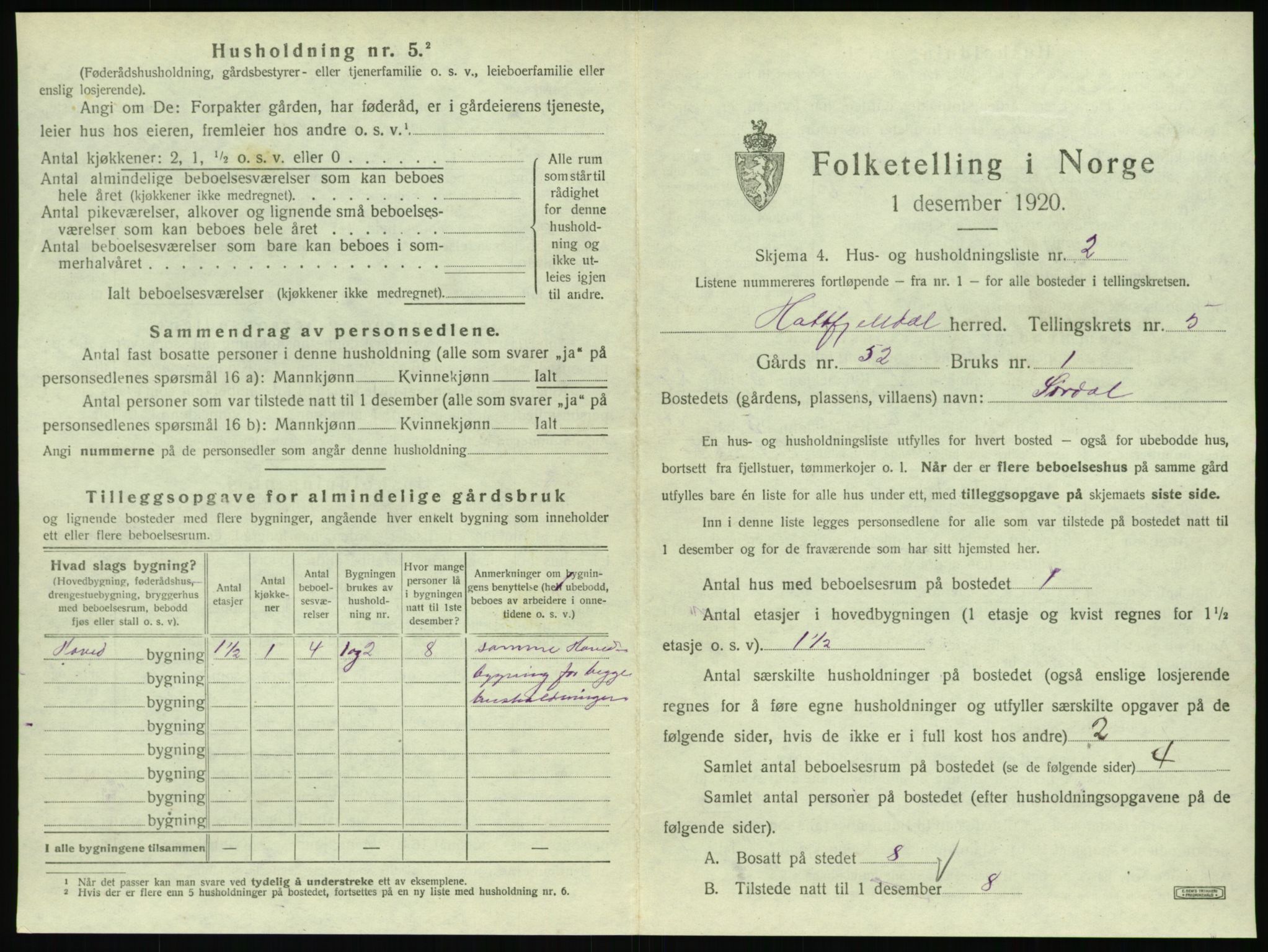 SAT, 1920 census for Hattfjelldal, 1920, p. 148