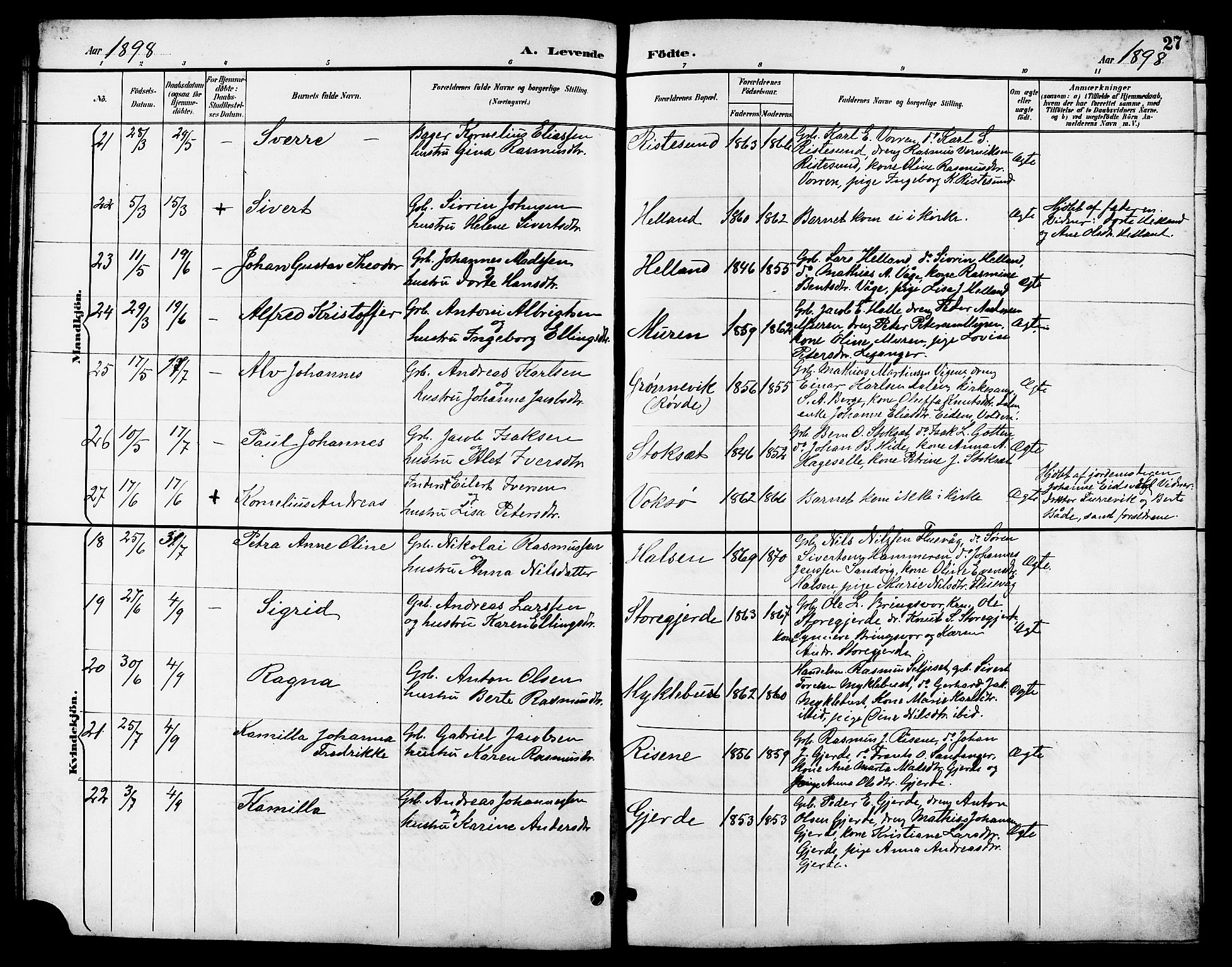 Ministerialprotokoller, klokkerbøker og fødselsregistre - Møre og Romsdal, AV/SAT-A-1454/503/L0049: Parish register (copy) no. 503C04, 1894-1915, p. 27