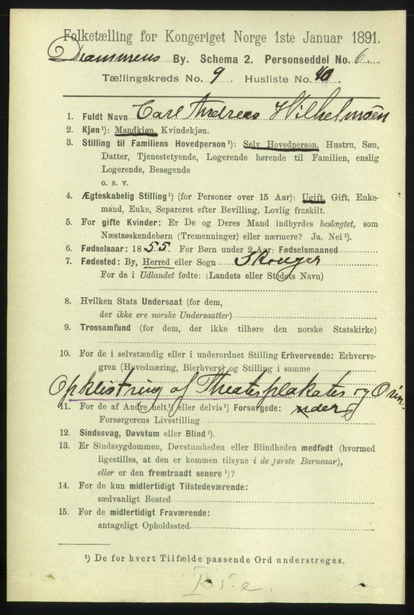 RA, 1891 census for 0602 Drammen, 1891, p. 7909