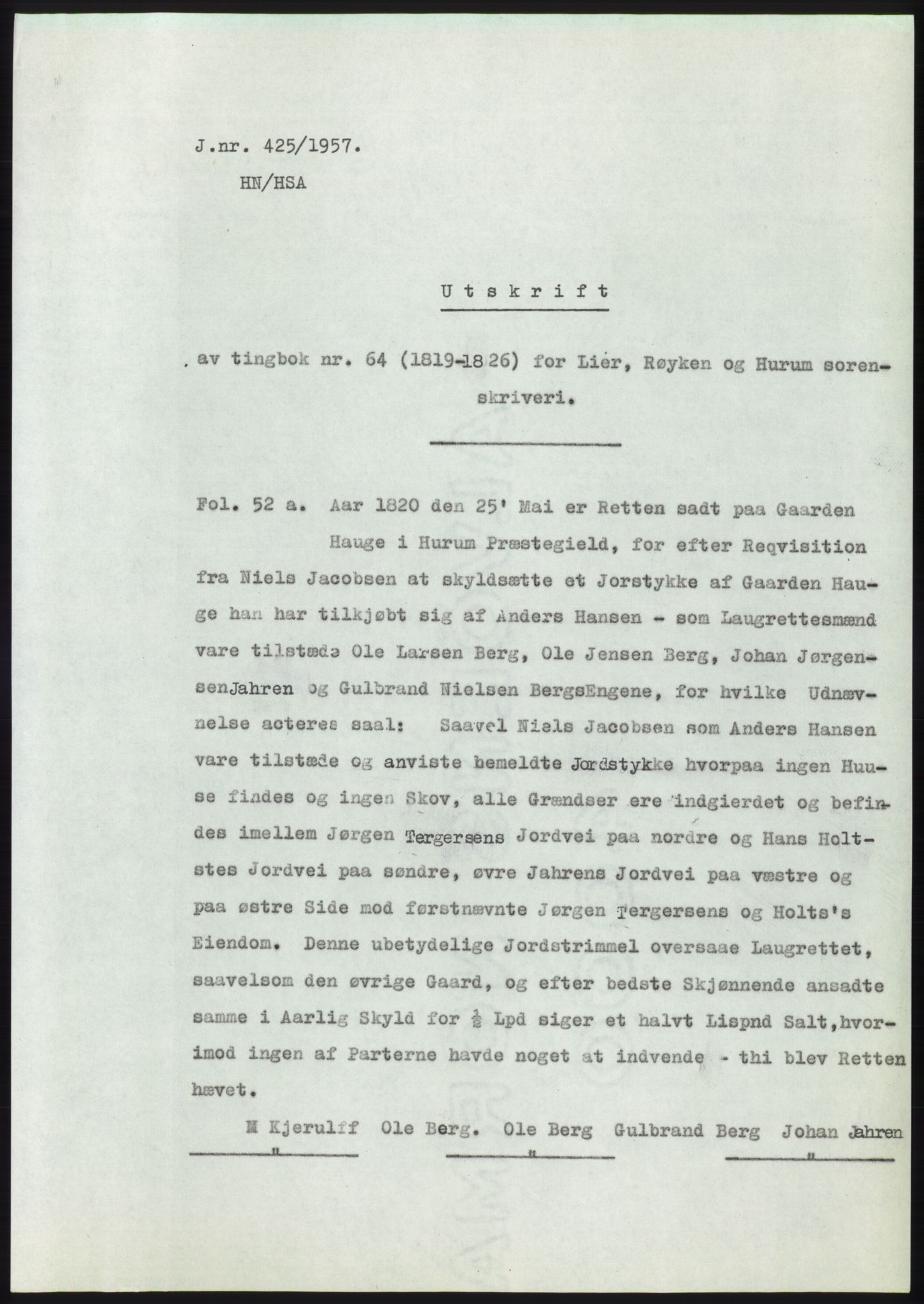Statsarkivet i Kongsberg, SAKO/A-0001, 1957, p. 52