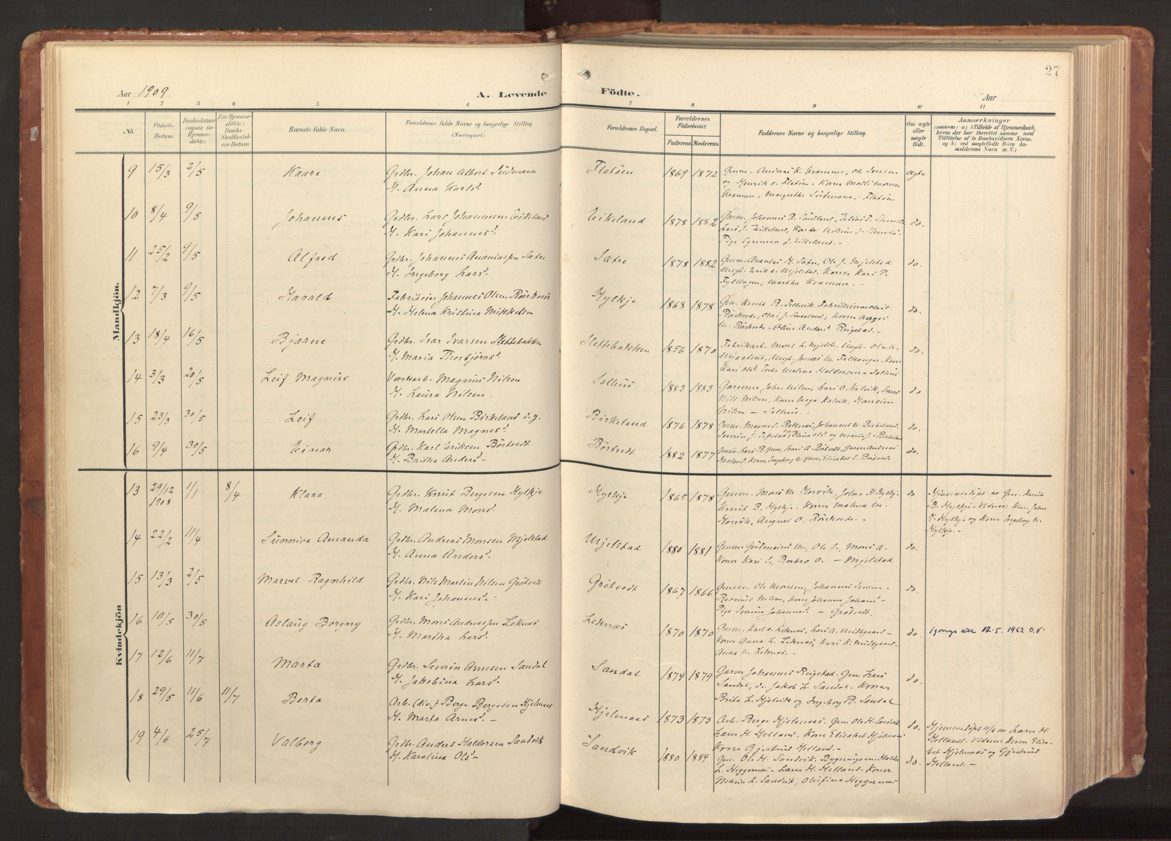 Hamre sokneprestembete, AV/SAB-A-75501/H/Ha/Haa/Haab/L0002: Parish register (official) no. B 2, 1905-1924, p. 27