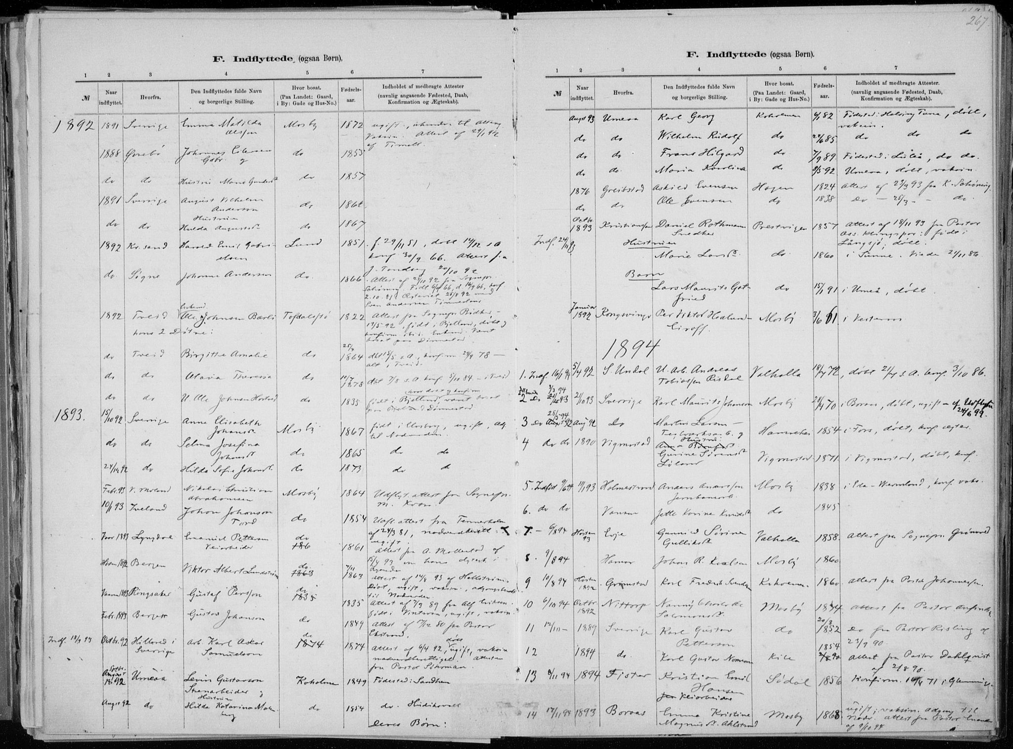 Oddernes sokneprestkontor, AV/SAK-1111-0033/F/Fa/Faa/L0009: Parish register (official) no. A 9, 1884-1896, p. 267