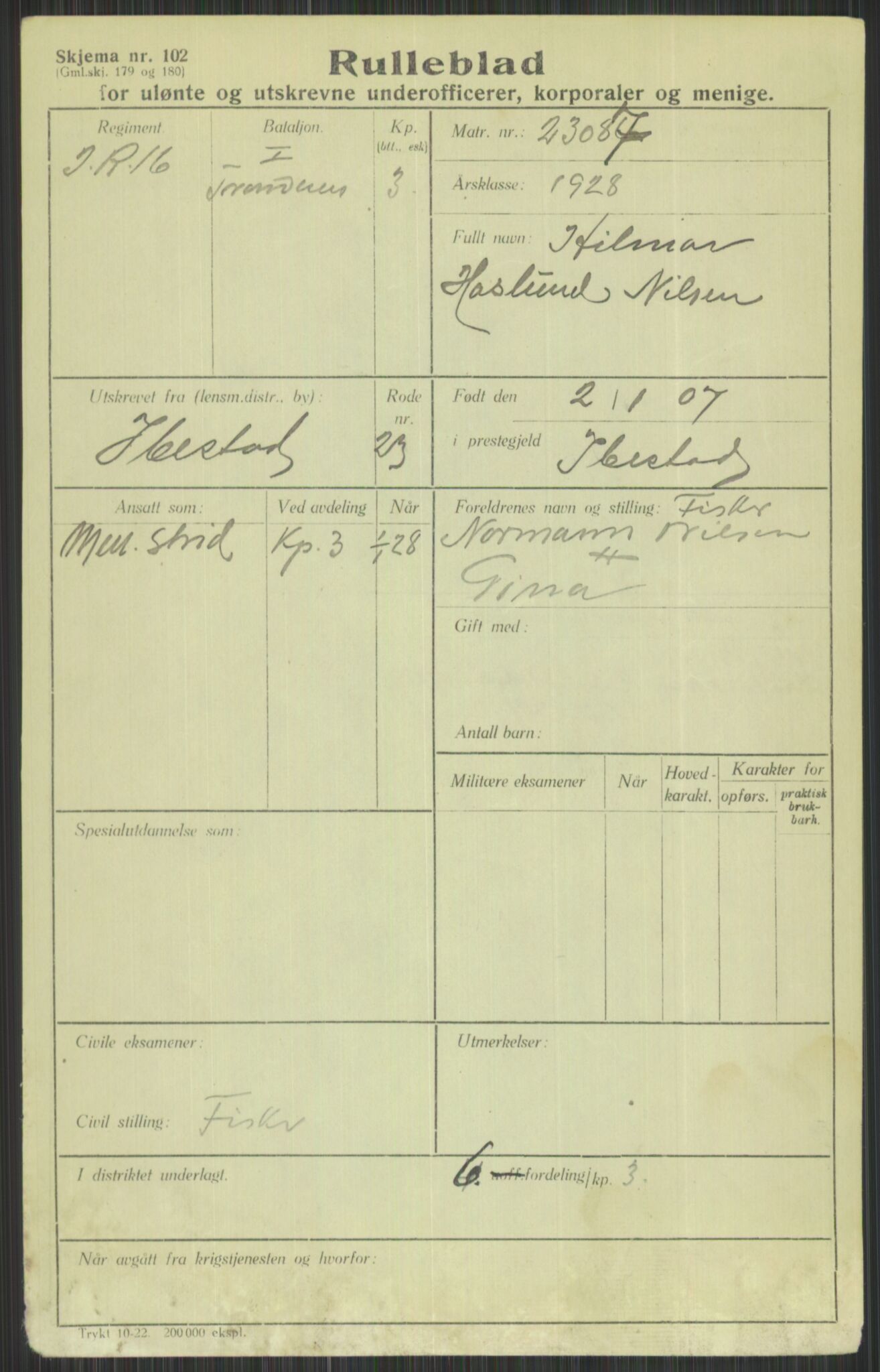 Forsvaret, Troms infanteriregiment nr. 16, AV/RA-RAFA-3146/P/Pa/L0013/0003: Rulleblad / Rulleblad for regimentets menige mannskaper, årsklasse 1928, 1928, p. 511